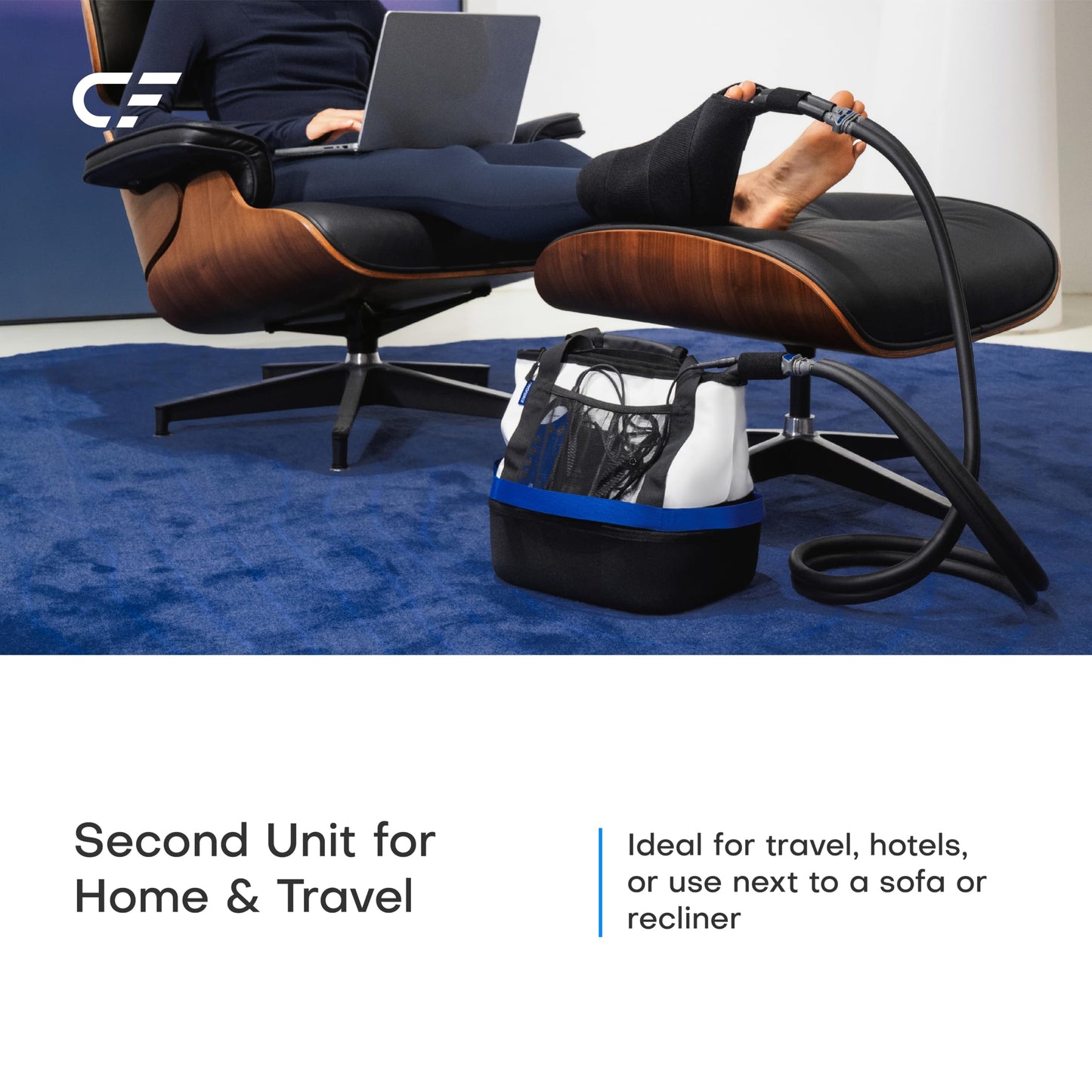 CF-2 Portable Cold Therapy Machine for Knee Surgery Recovery, Foldable & Quiet Ice Therapy System for Travel, Hotel & Home Use, Compact Overnight Cooling for Sports Recovery