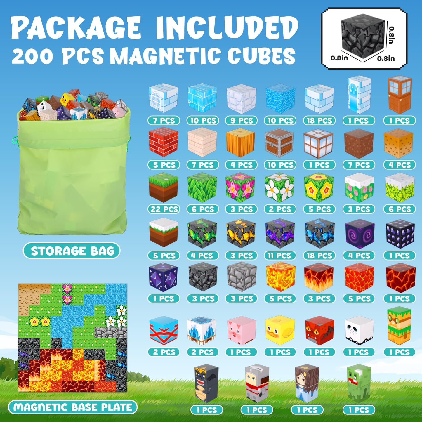 LAYVIC 200PCS Magnetic Building Blocks, Magnet Toys Magnetic Cubes, Magnetic Blocks for Kids Ages 4-8, Stacking Magnet Blocks STEM Building Toys for Toddlers Boys Girls Ages 3 4 5 6 7 8-12 Gifts