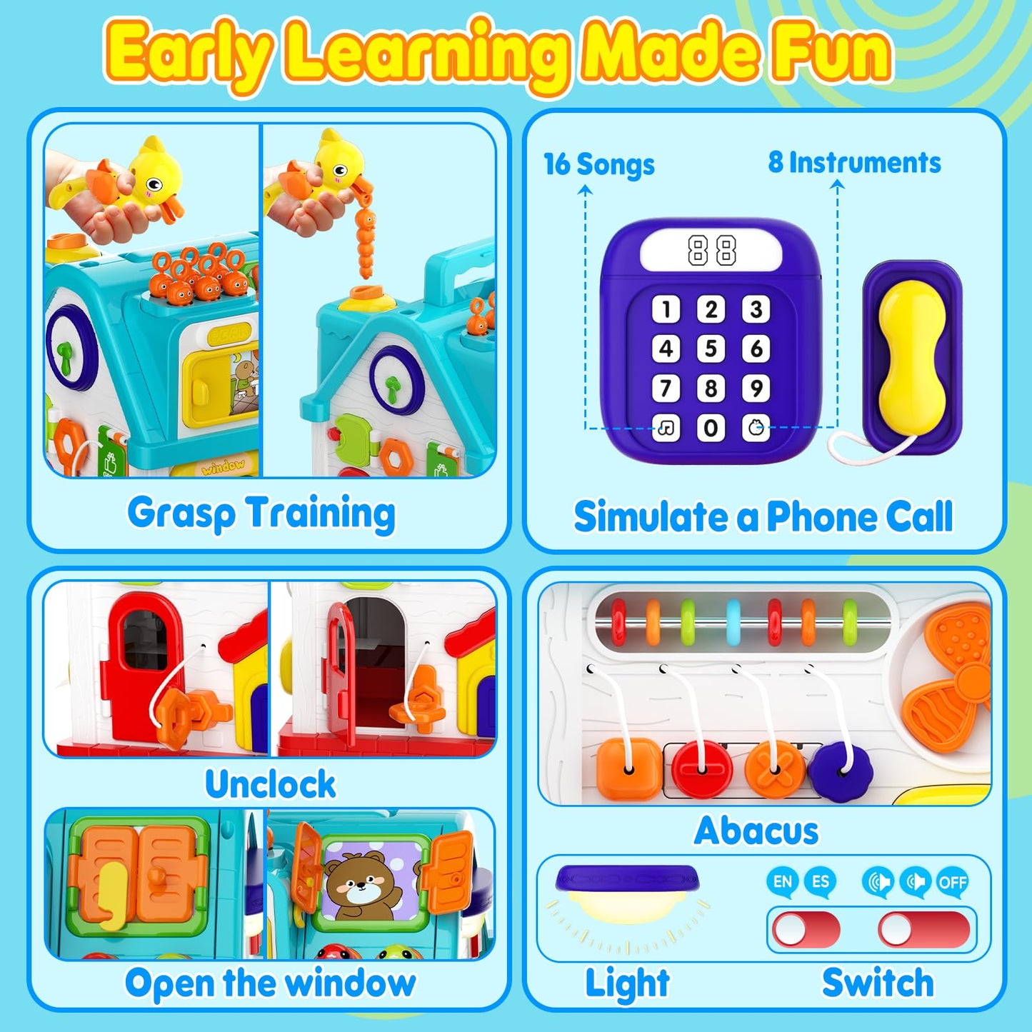 Toddler Toys for 1 Year Old Girl & Boy Gifts, Christmas &1st Birthday Gifts Toys for Ages 0-2, 20-in-1 Musical Learning House Baby Toys 6-12 12-18 Months, Montessori Sensory Toys for Toddlers 1-3