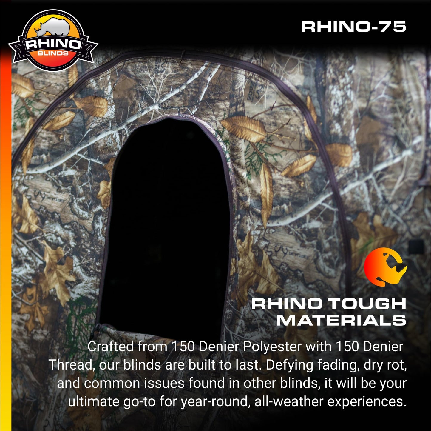 Rhino Blinds R75-RTE 2 Person Hunting Ground Blind, Realtree Edge