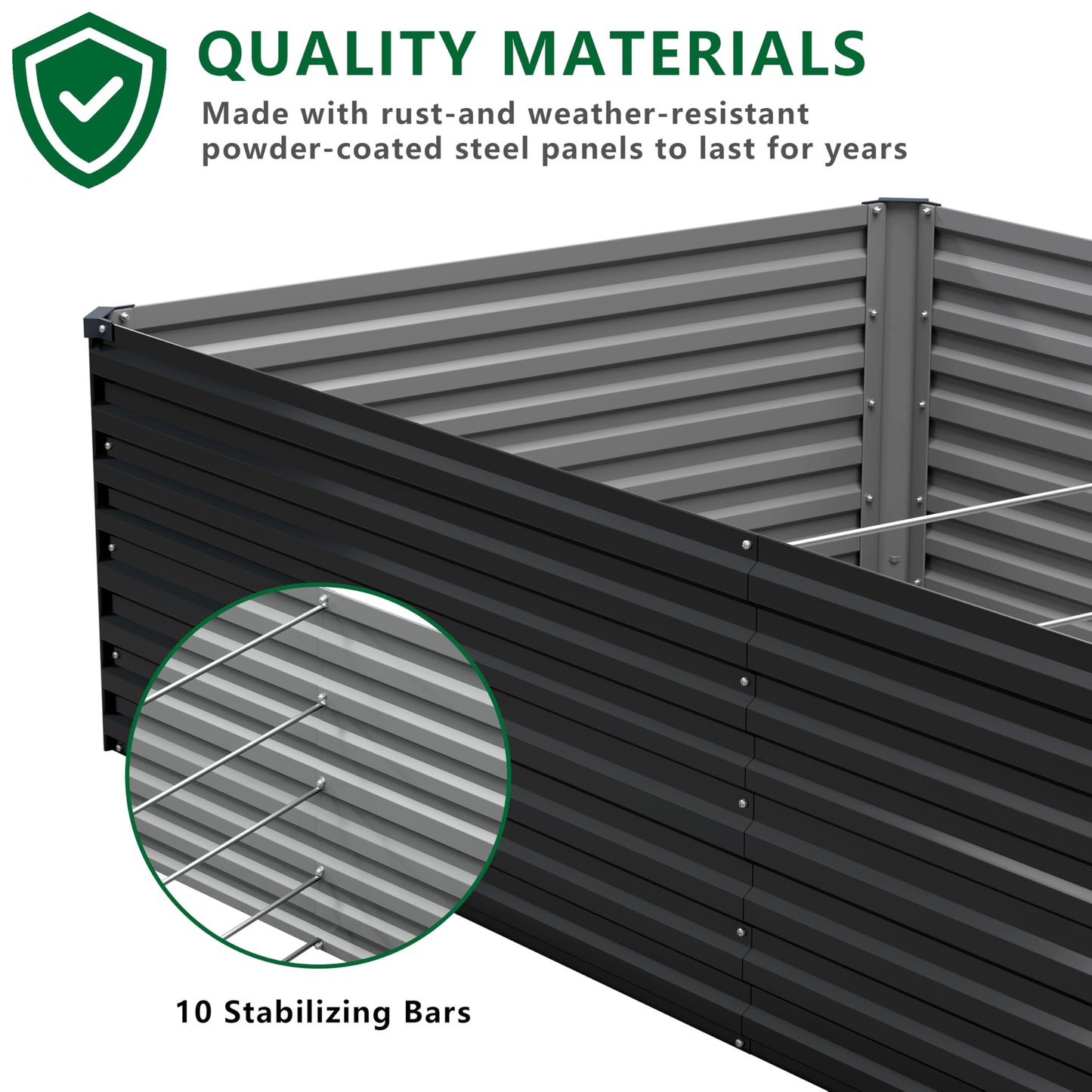 DIIYIV 12x4x2FT Galvanized Raised Garden Bed Kit,Vegetable Plant Boxes-Rectangle Metal Flower Box,Large Planter Raised Beds Outdoor Garden for Planting,Fruit,Herb-Black