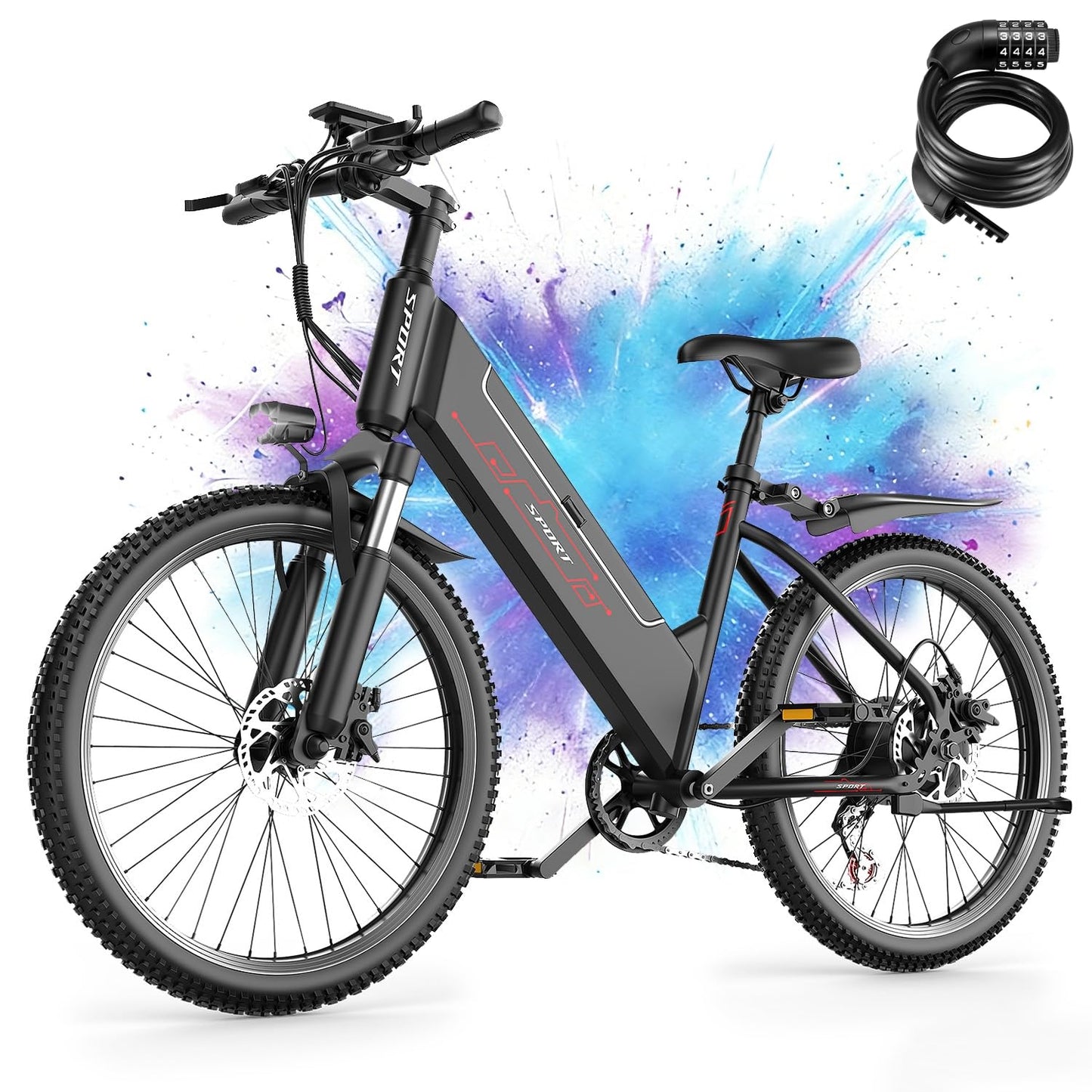 Electric Bike for Adults, 1500W Peak E bike with 48V 12Ah Internal Removable Battery, 26" Electric Bicycle Up to 25MPH, 65 Miles Long Range, 5 Modes & 7 Speeds, Lightweight Cruiser E-bike for Commute