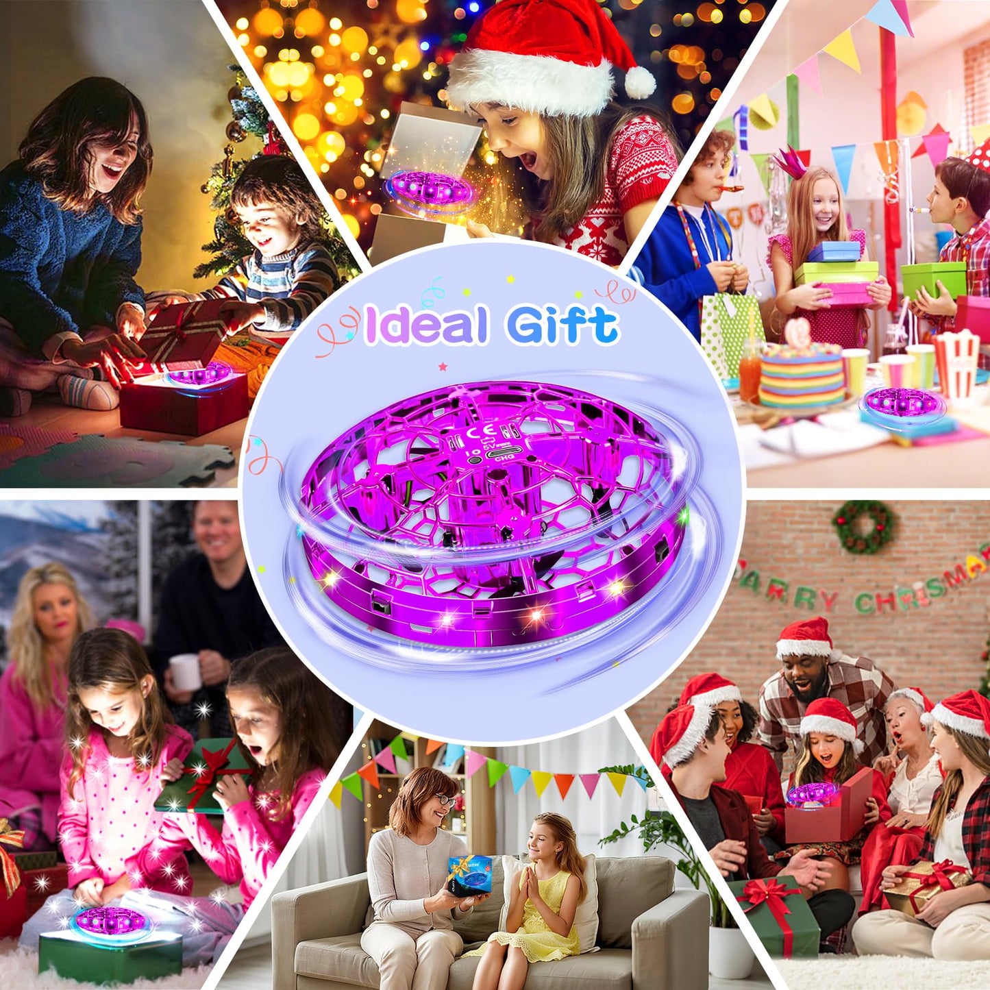 Vantexi Drone for Kids, 2026 Upgrade Flying Toys with LED, Hover Boomerang Mini Drone, Hand Operated UFO Flying Orb Ball, Christmas Birthday Gifts for 6 7 8 9 10 11 12+ Girls Indoor Outdoor (Purple)