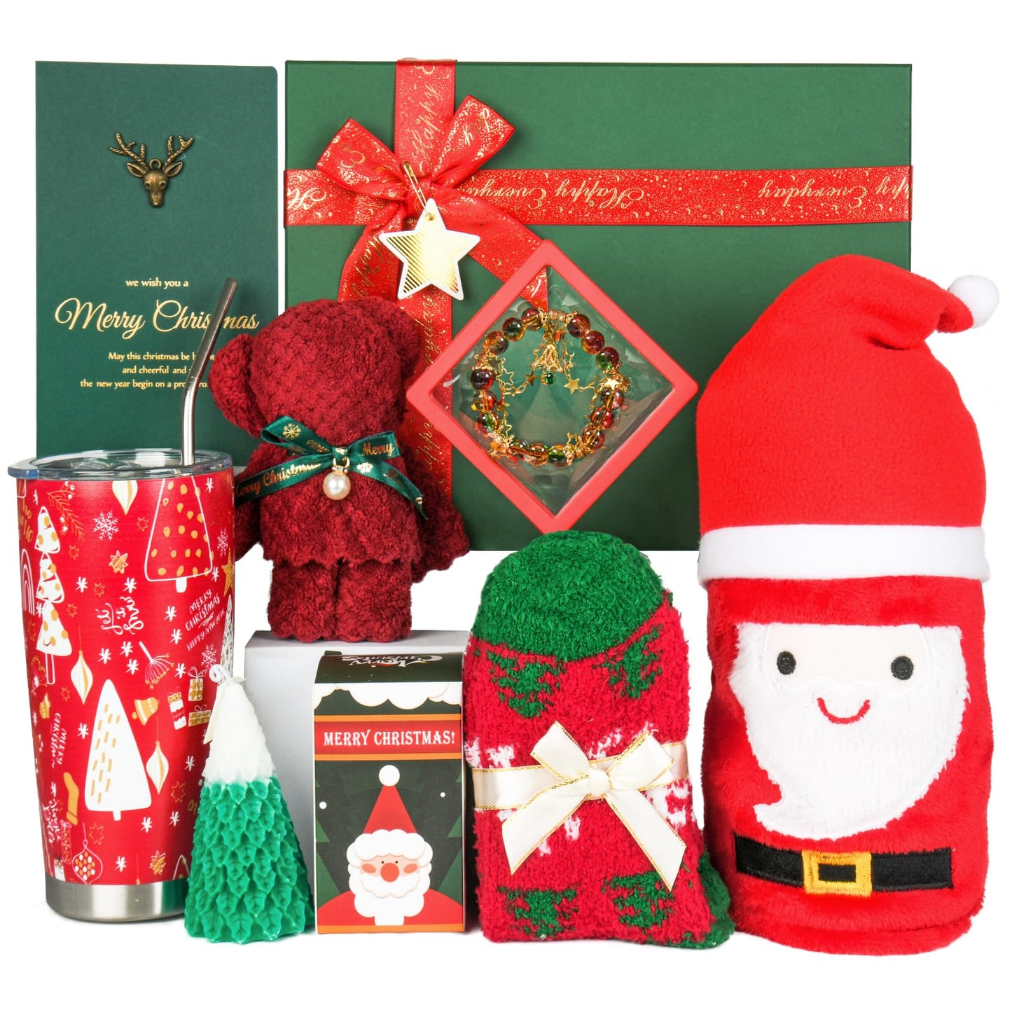 Christmas Gifts, Gift Baskets for Women Men,Unique Christmas Gift Sets Xmas Presents Ideas Box with Tumbler and Blankets for Her Him Mom Coworkers Best Friend Wife Daughter Sister