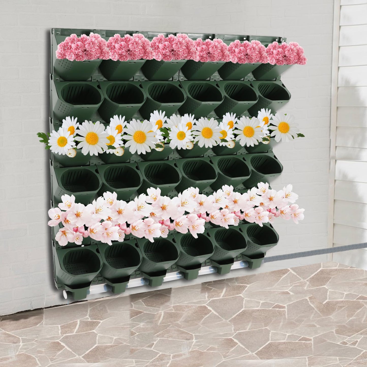 Self Watering Planters Wall Mounted 36 Baskets Automatic Watering System with Timer & Adjustable Drip Irrigation,Wall Planters for Indoor Outdoor Garden