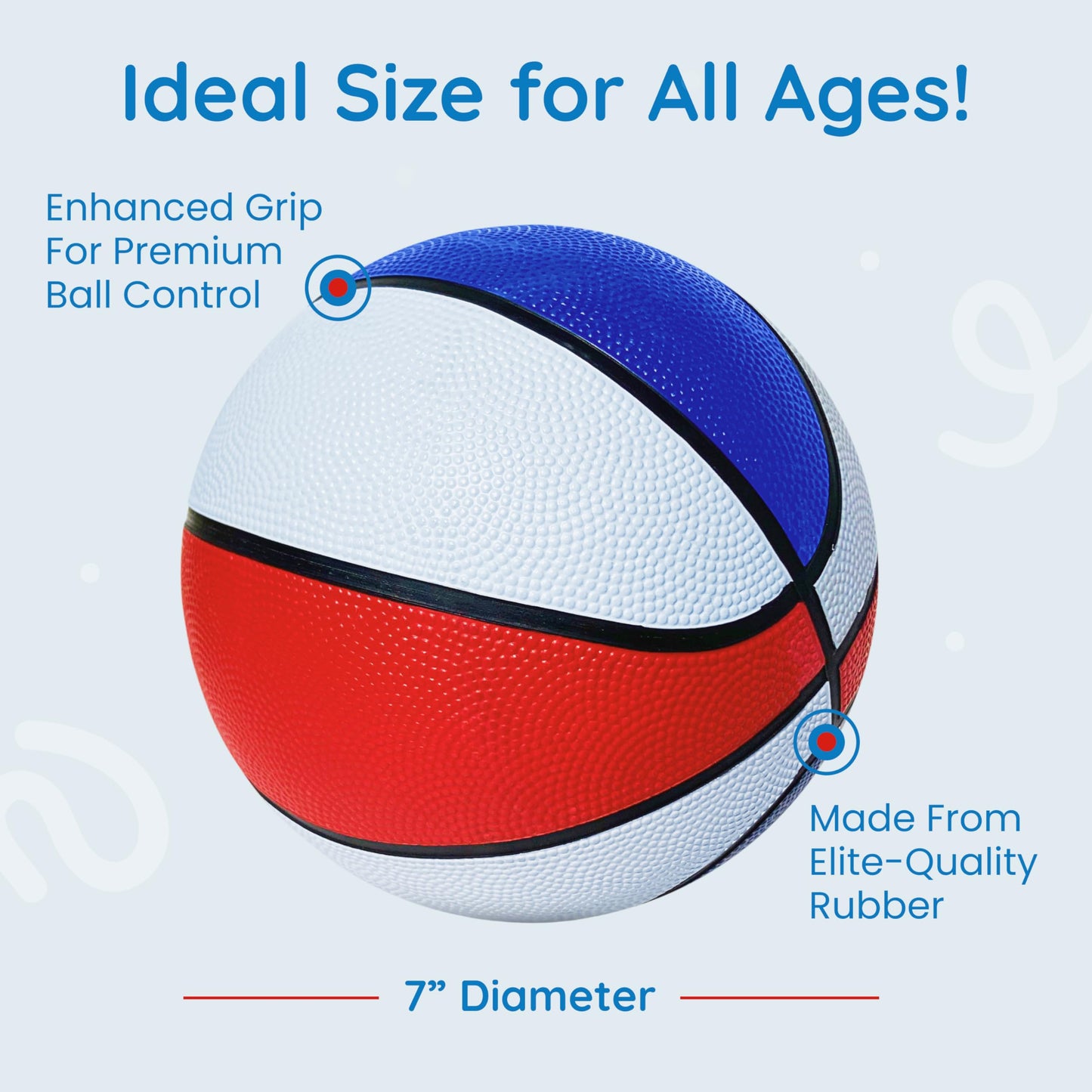 Botabee Indoor Basketball - Mini Basketball Set of 5 - Durable, Anti-Slip Grip 7" Mini Basket Balls for Indoor, Outdoor Play - Inflatable Toys for Pop Arcade - Soft, Bouncy Sports Rubber Playing Ball