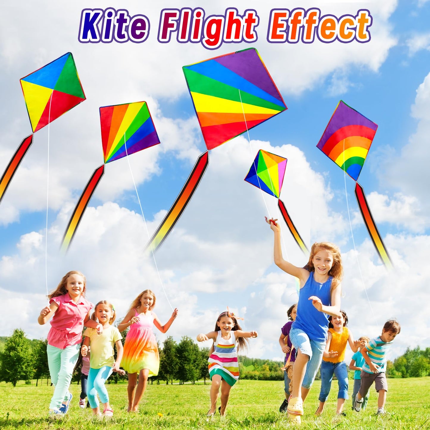 QUANA 5 Pack Kites for Kids and Beginners, Diamond Kites for Kids Ages 4-8 8-12 Easy to Fly Rainbow Kite for Toddlers Age 3-5, Boys Girls Party Gifts Family Beach Outdoor Games and Activities