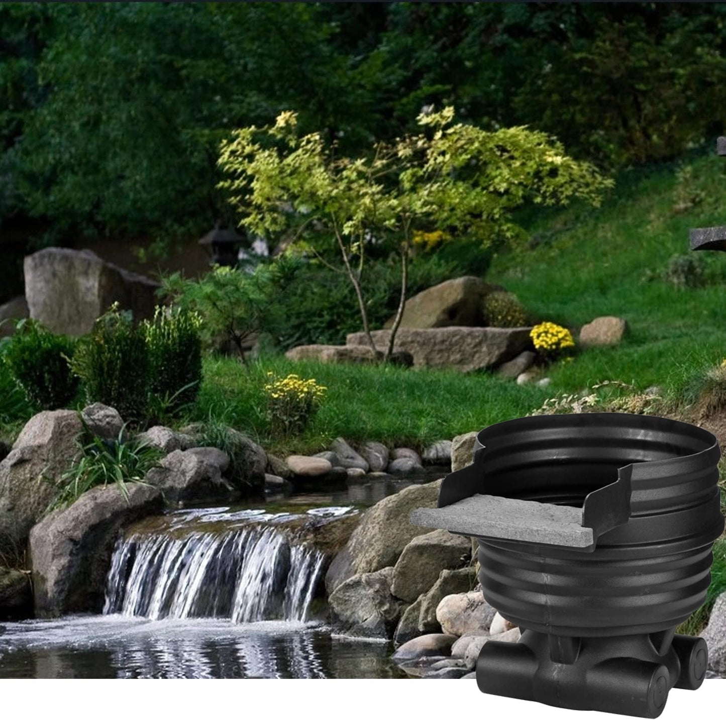 Little Giant WF5 Biological Waterfall Filter for Garden and Koi Ponds Up to 5,000 Gallons, Black, 571010