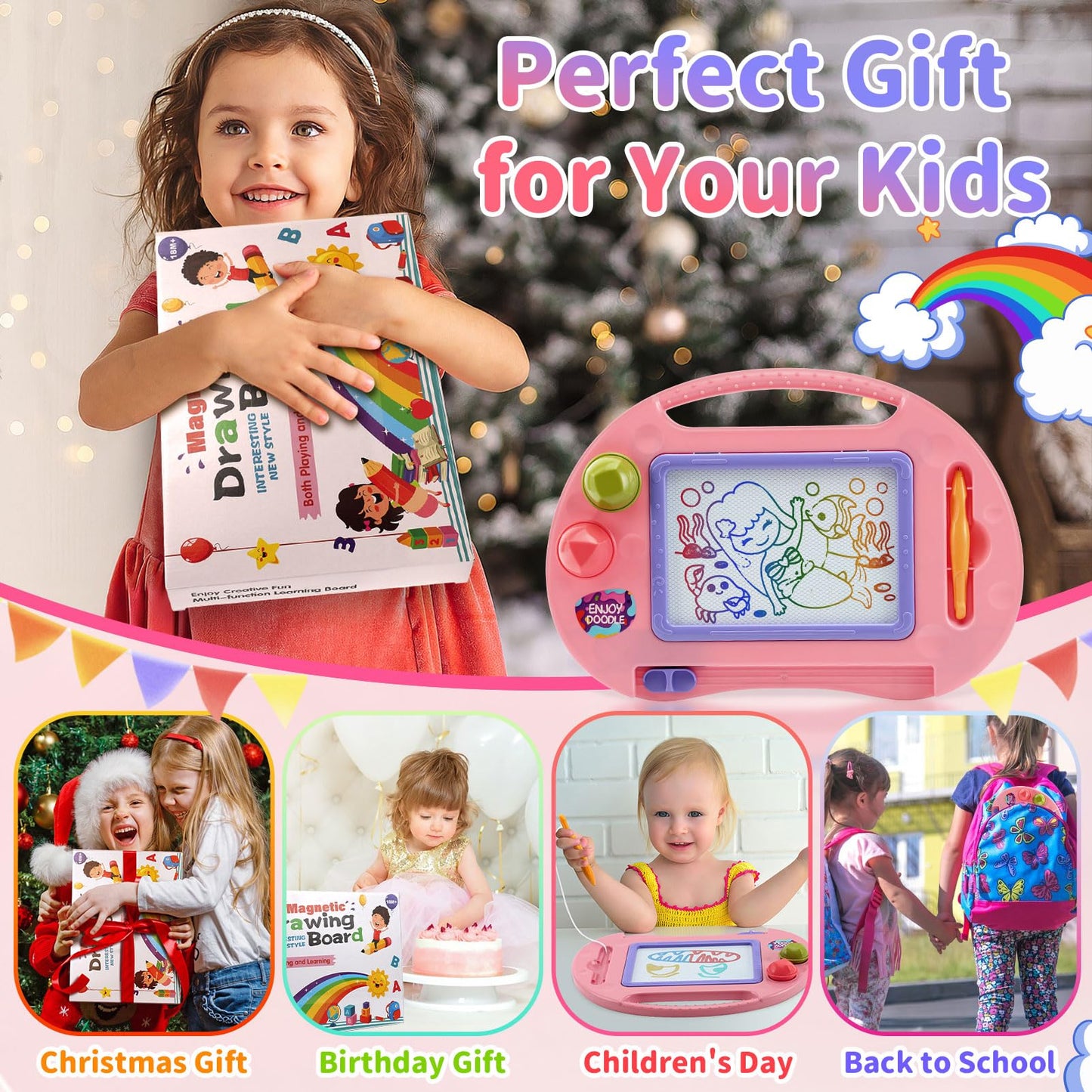 BABLOCVID Toddler Toys,Toys for 1-2 Year Old Girls,Magnetic Drawing Doodle Board for Kids Toy,Educational Learning Baby Toy for 18 Months 1 2 3 Year Old Girl Boy Birthday Easter Gifts,Arts and Crafts