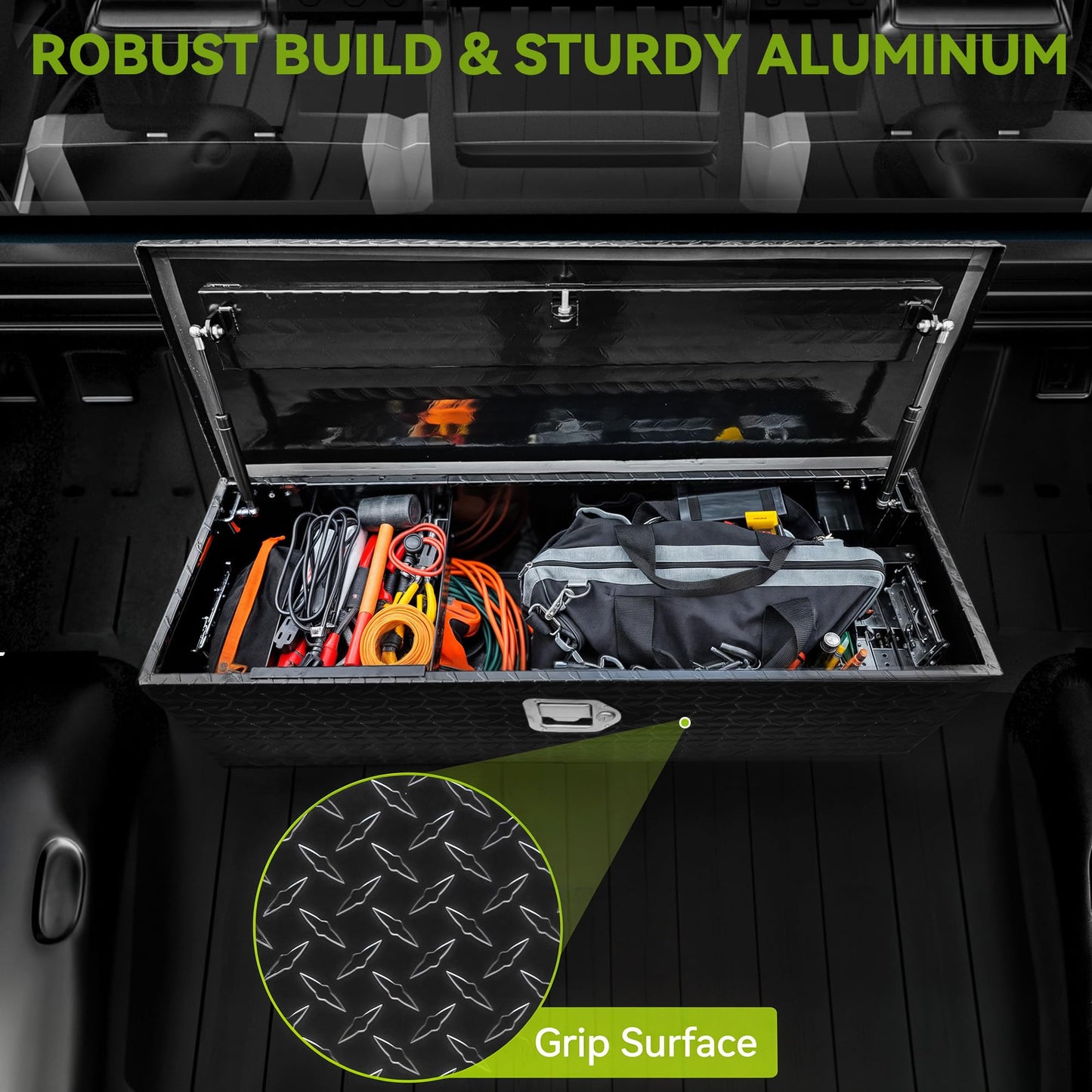 AUTOSAVER88 30 Inch Truck Bed Tool Box, Heavy Duty Aluminum Diamond Plate Tool Box Chest, Waterproof Chest Storage Box with Sliding Shelf and Lock for Trucks, Trailers, RVs, Warehouses