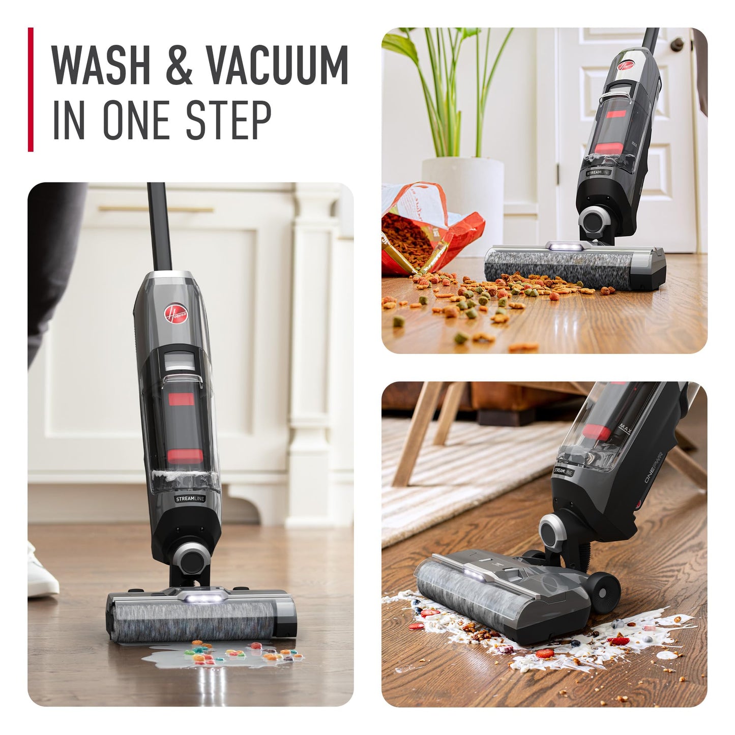 Hoover ONEPWR Streamline Cordless Hard Floor Cleaner Machine, Portable Floor Cleaning Machine, Self Cleaning System, Wash and Dry Mode, Ideal for Hardwood, Luxury Vinyl, Tile and More