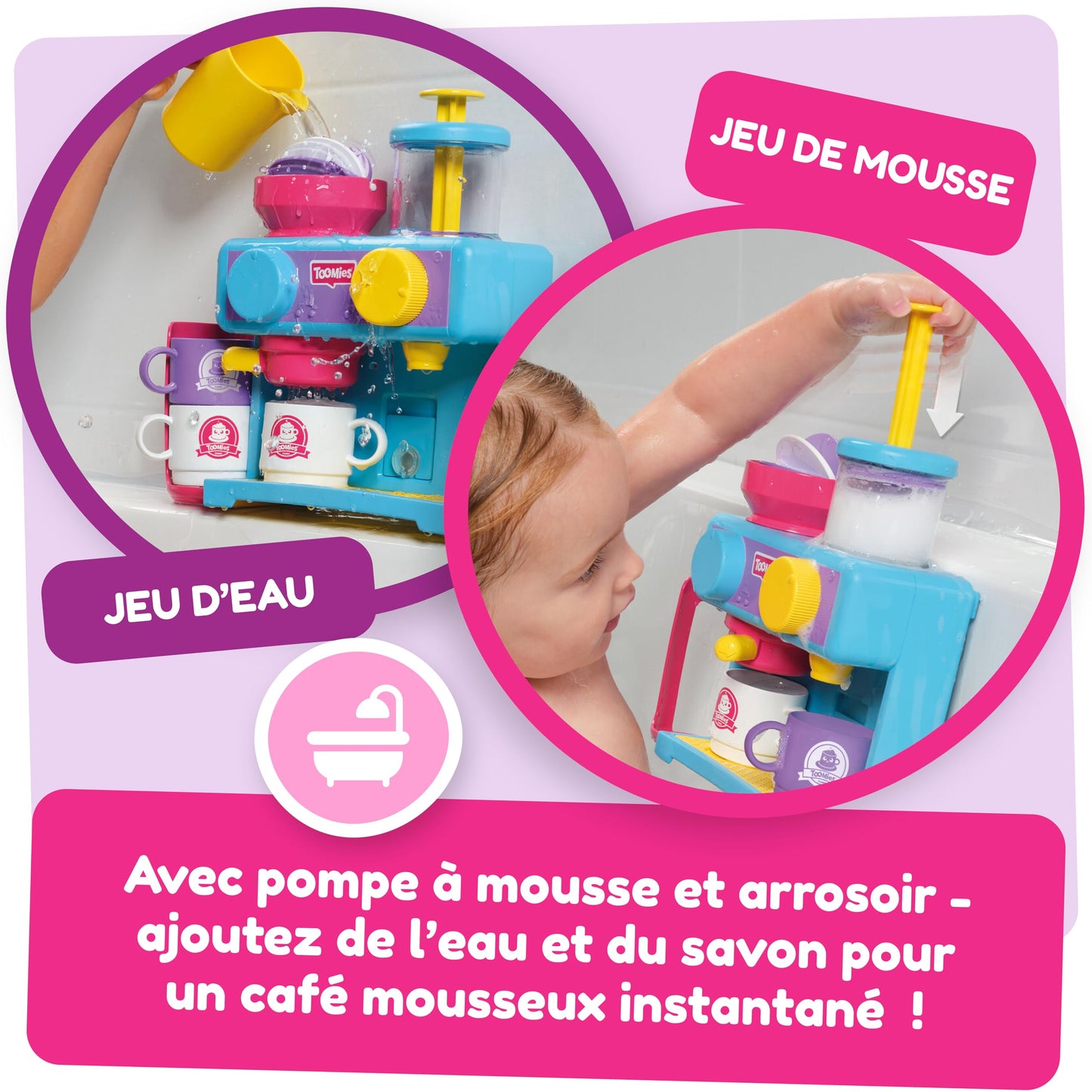 Toomies Bizak 30693547 Bathtub Coffee Maker with All Kinds of Accessories Such as Three Cups, Sugar Bowl, frother, Recommended for Children from 18 Months
