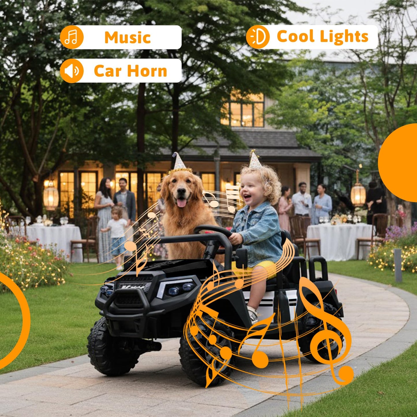 Electric Car for Kids, 24V 4 Seater Ride on Toys w/Parent Remote, 4 Wheeler Suspension, Max 220lbs Weight Capacity, USB, Music, Radio, LED Light, Ride on Truck for Boy/Girl Ages 3-8,Black