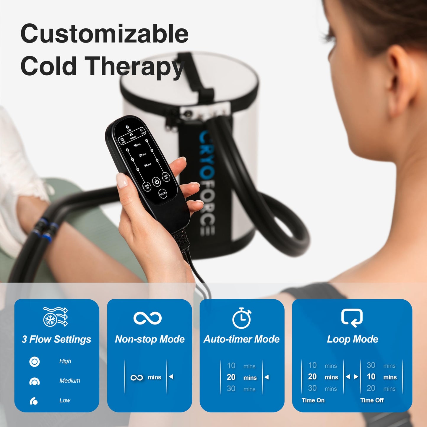 CRYOFORCE CF-1 Cold Therapy Machine with Programmable Timer, Ice Machine for Knee After Surgery, 12QT Knee Ice Machine After Surgery, Portable ACL Cryotherapy Pain Relief System