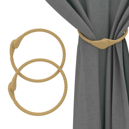 2PCS Silicone Magnetic Curtain TieBacks, Minimalist Curtain Holdbacks for Window Decor, Tie Backs for Bedroom Decor,Officeroom Decor, Securing Straps for All Types of Drapery(Brown)