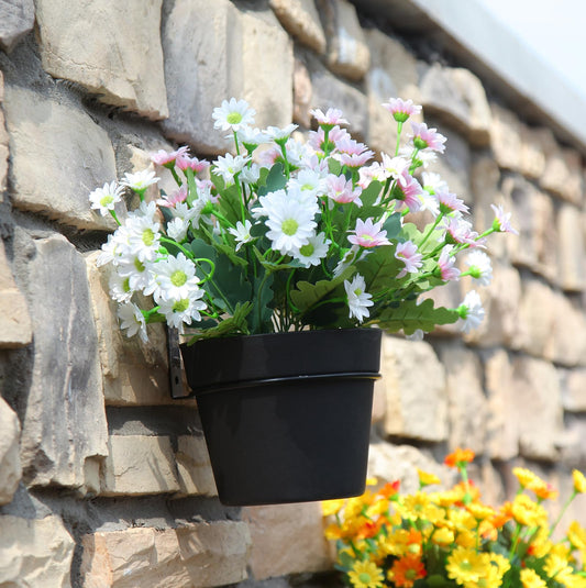 CAIJUDONG 3 Pack Wall Hanging Planters Indoor Outdoor 6.3 Inch Self-Watering Flower Pots with Leak-Proof Drainage Iron Brackets Hanging Basket Room Garden Decor(Black)