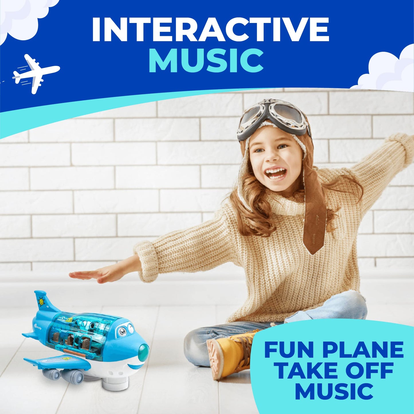 Toysery Airplane Toys for Kids, Bump and Go Action, Toddler Toy Plane with LED Flashing Lights and Sounds for Boys & Girls 3-12 Years Old (Cargo Airplane)