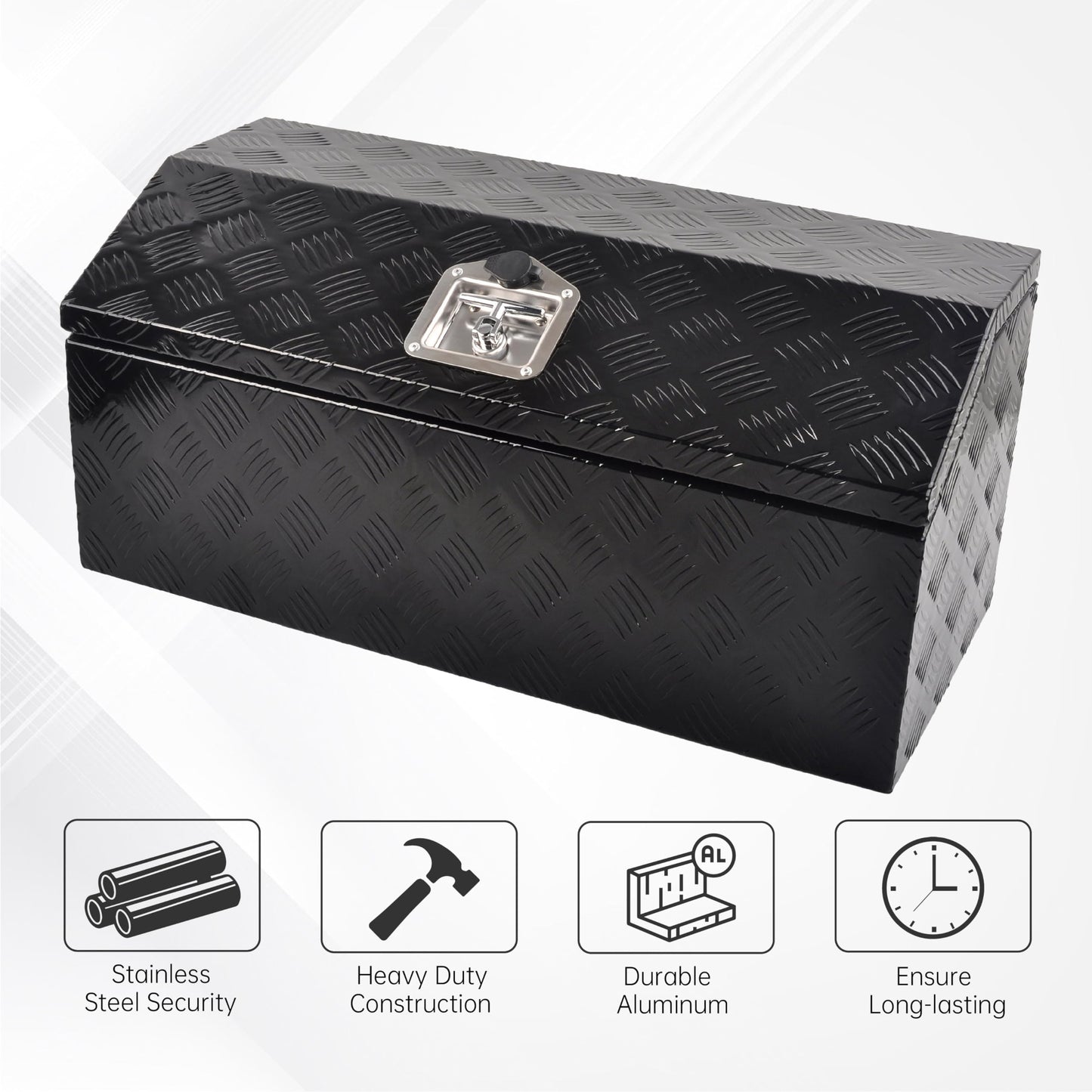 GESEXI 30 Inch Aluminum Truck Tool Box，Heavy Duty Truck Bed Tool Box Storage Organizer with T-Handle, Black (30'' x 13.2'' x 13.5'')