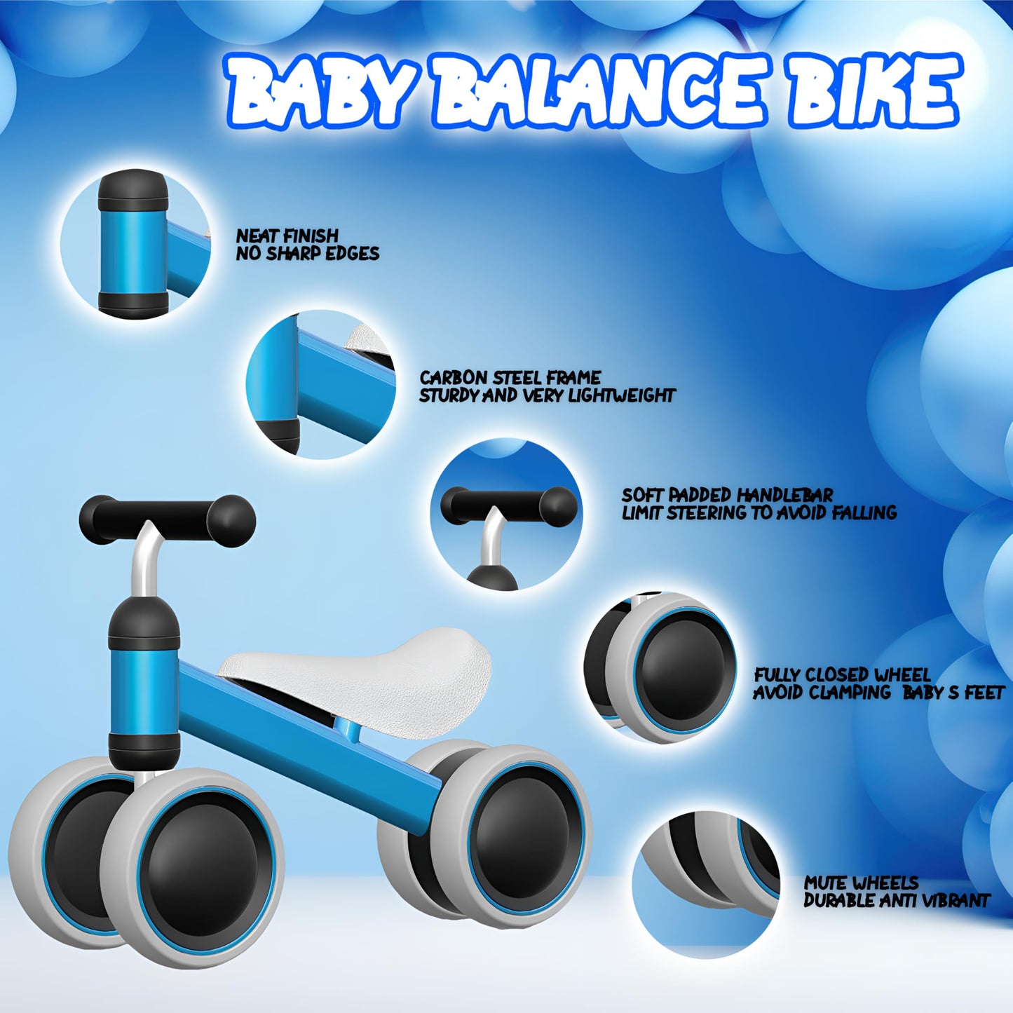 Bounce Master Baby Balance Bike for 6-24 Months, Perfect First Bike or Birthday Gift, Safe Riding Kids Toy for 1 Year Old Toddler, Children Walker
