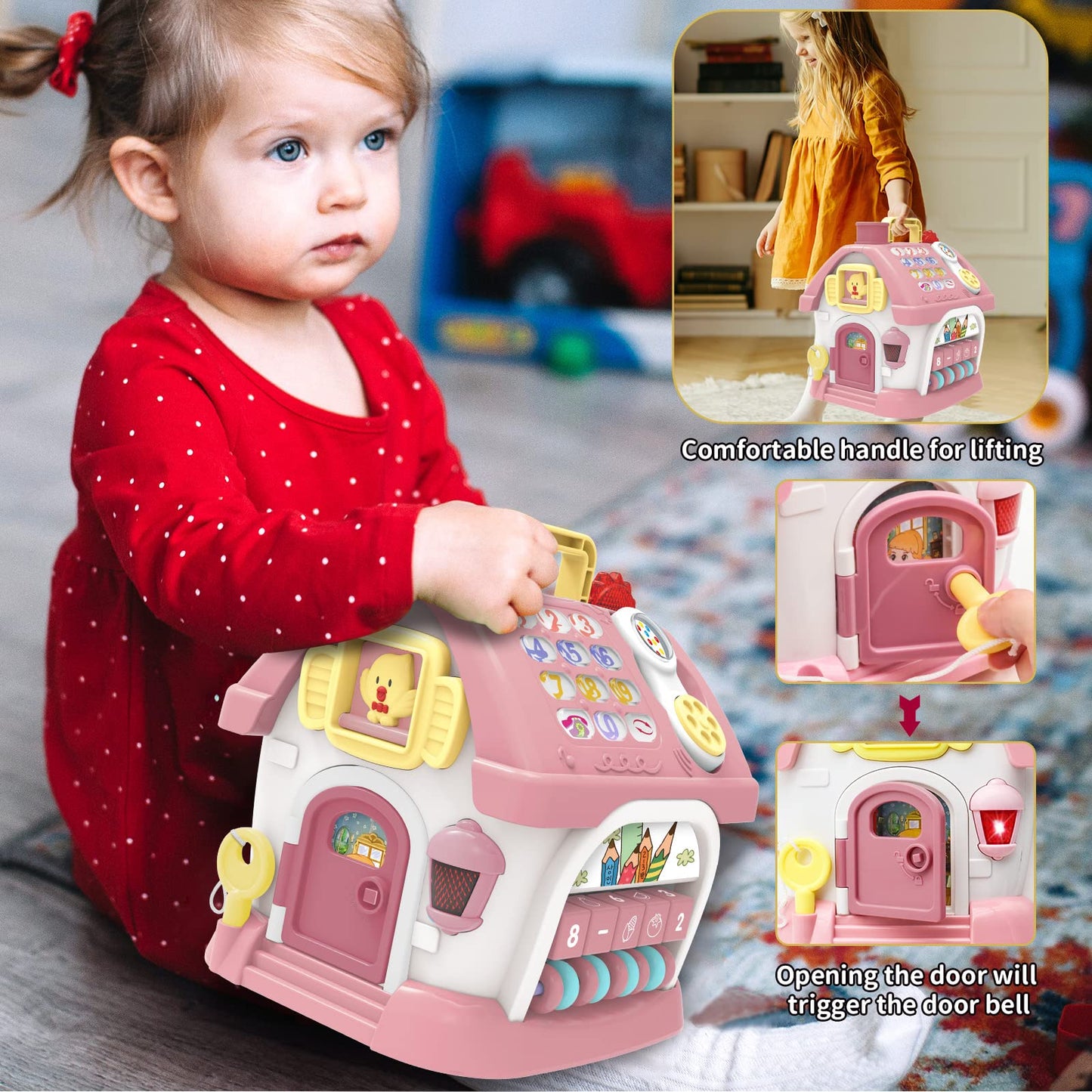 Montessori Toys for 1+ Year Olds Girl Gifts - 8-in-1 Musical Learning House Baby Toy 6-12 12-18 Months, Toddler Toys Age 1, 2 Year Old Girl Birthday Gifts