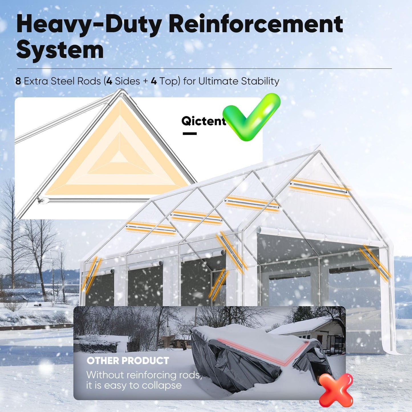 Quictent Heavy Duty 10x20 ft Carport Canopy with High Peak and Ventilation Window Sidewalls, Storage Shed for RV/Truck/Boat Outdoor Party Tent for Wedding - White