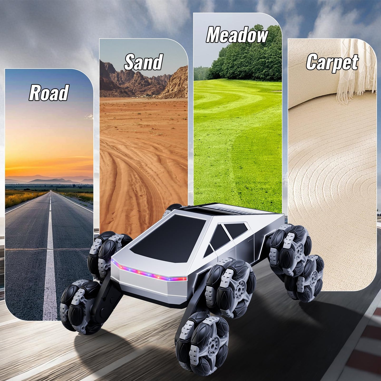 Bsgifts Remote Control Car, 8 Wheels RC Stunt Car with LED Lights & Music, 2.4GHz RC Drift Car for Boys Aged 6-14, Christmas Birthday Gift for Kids