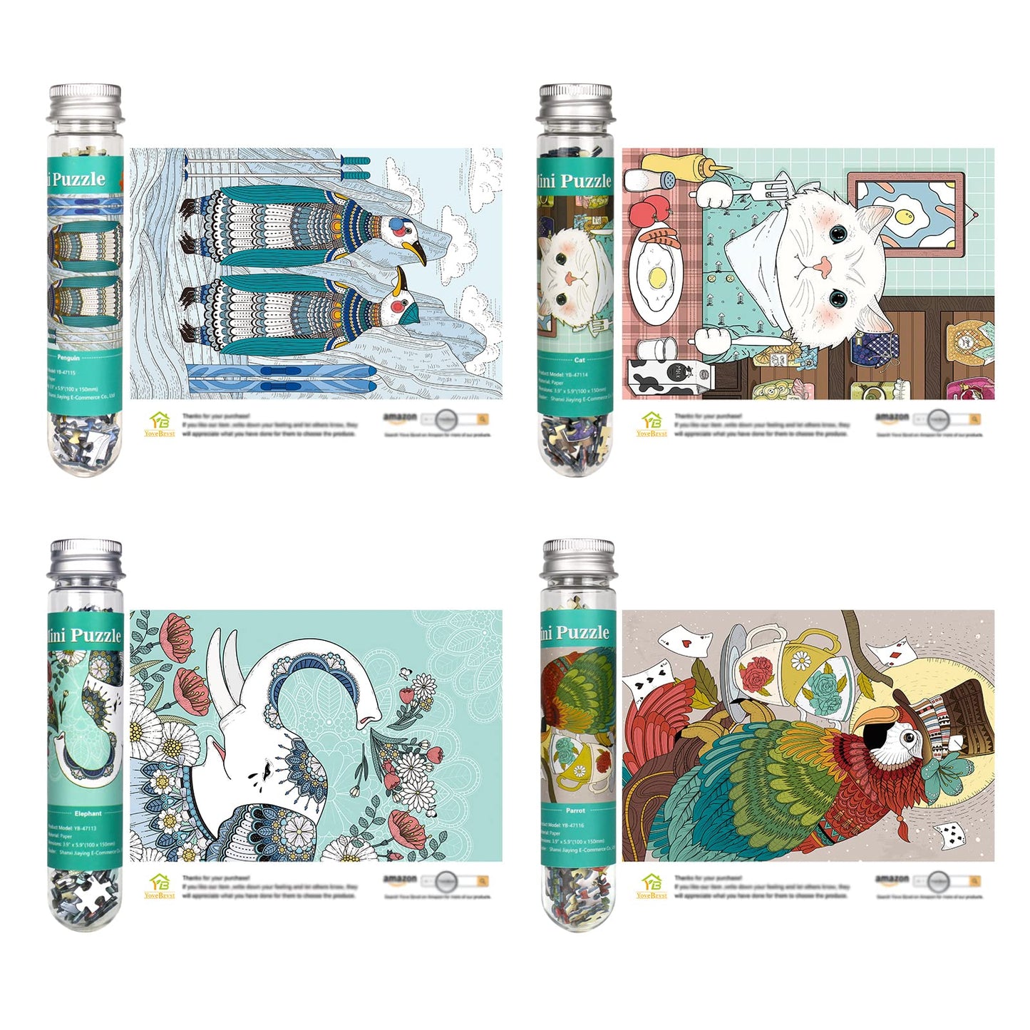 Mini Jigsaw Puzzles for Adults 150 Pieces(4 Packs) Small Jigsaw Puzzle Challenging Micro Puzzle Difficult Tiny Puzzle Home Decor Entertainment 6x4in (4 Pack-3)