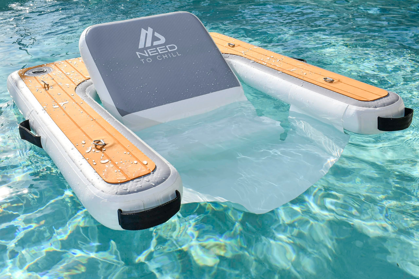 Need To Chill Inflatable Chair - Premium Outdoor Blow Up Seat Lounger for Boating, Beach, Lake, Pool - Includes Pump & Travel Bag - Foldable Water Floating Device for Adults Summer (Grey)