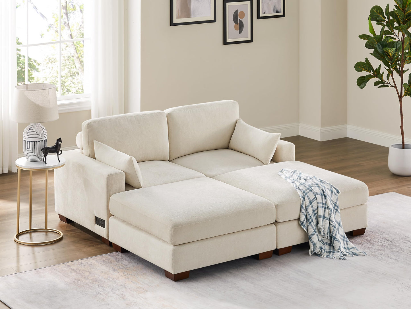VANOMi Large Modular Sectional Sofa, Oversized Couch with Charging Station, Cloud Couch Deep Seat Sofa with Thick Cushion, Convertible Sectional Couches for Living Room Office Apartment