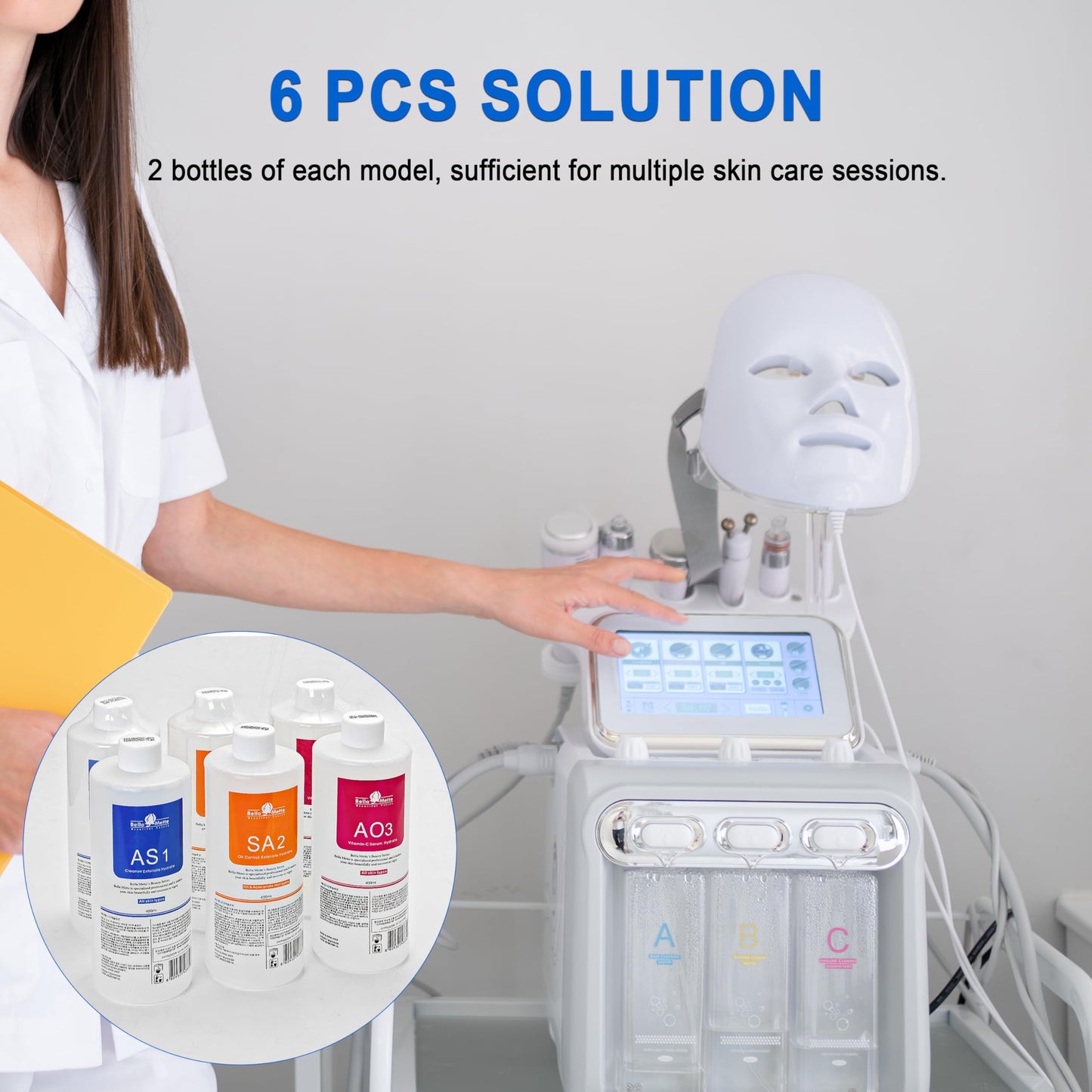Elitzia 2 Set of Aqua Peeling Solution Facial Dermabrasion Machine Aqua Peel Serum Skin Care AS1 SA2 AO3 for Face Cleansing & Moisturizing 400ml/14.1Fl.oz (Set of 3 Bottles) ETYYS123