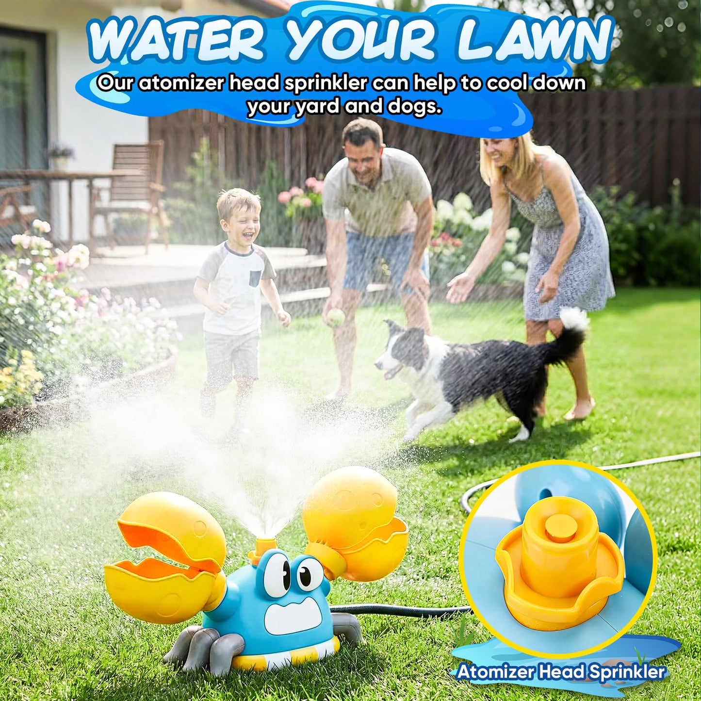Water Sprinkler for Kids Toddlers, 4 in 1 Crab Sprinklers for Yard with 3 Spray Patterns & 4 Bean Bags for Toss Game, Kids Sprinklers for Outside Backyard, Summer Toys Water Fun for Kids 3 4 5 6 7 8