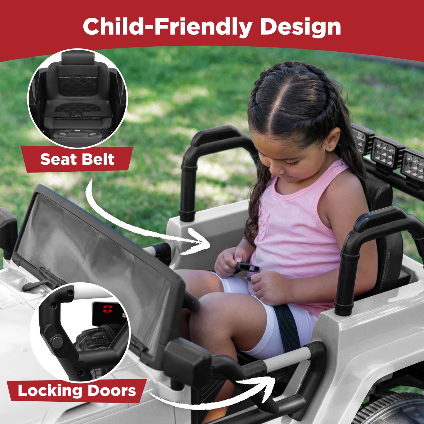 Best Choice Products Jumbo 12V Kids Electric Vehicle Toy Ride On Car with Parent Remote Control for Toddlers, Seat Harness, 65 lb Weight Capacity, Spring Suspension, 3.7 MPH Max Speed - White