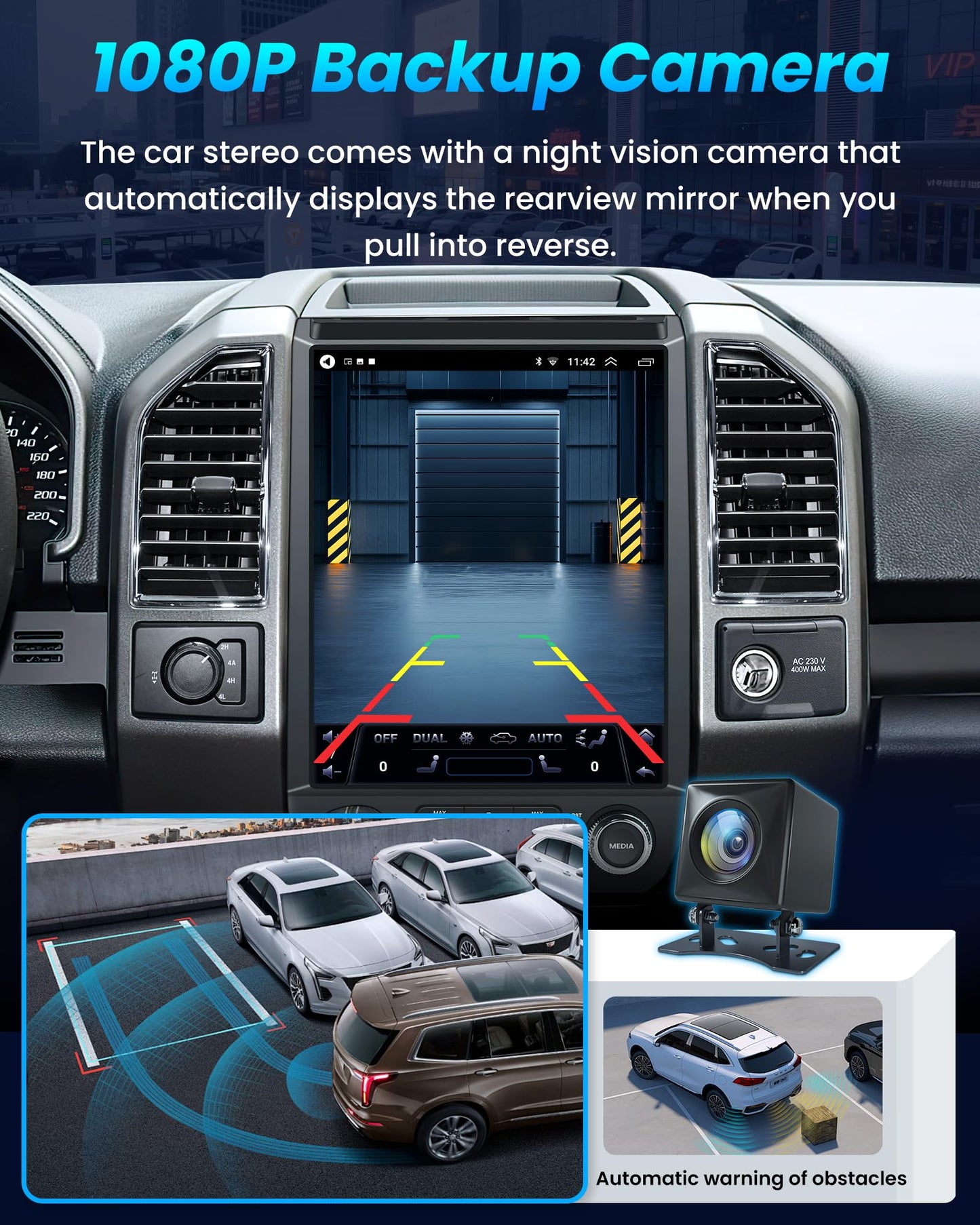 [8Core 4GB+64GB] Car Stereo Radio for Ford F150 2015 2016 2017 2018 2019 2020: 12.1'' HD Tesla Style Touch Screen with Wireless Carplay Android Auto GPS 5GWiFi BT5.0 FM AM RDS DSP SWC