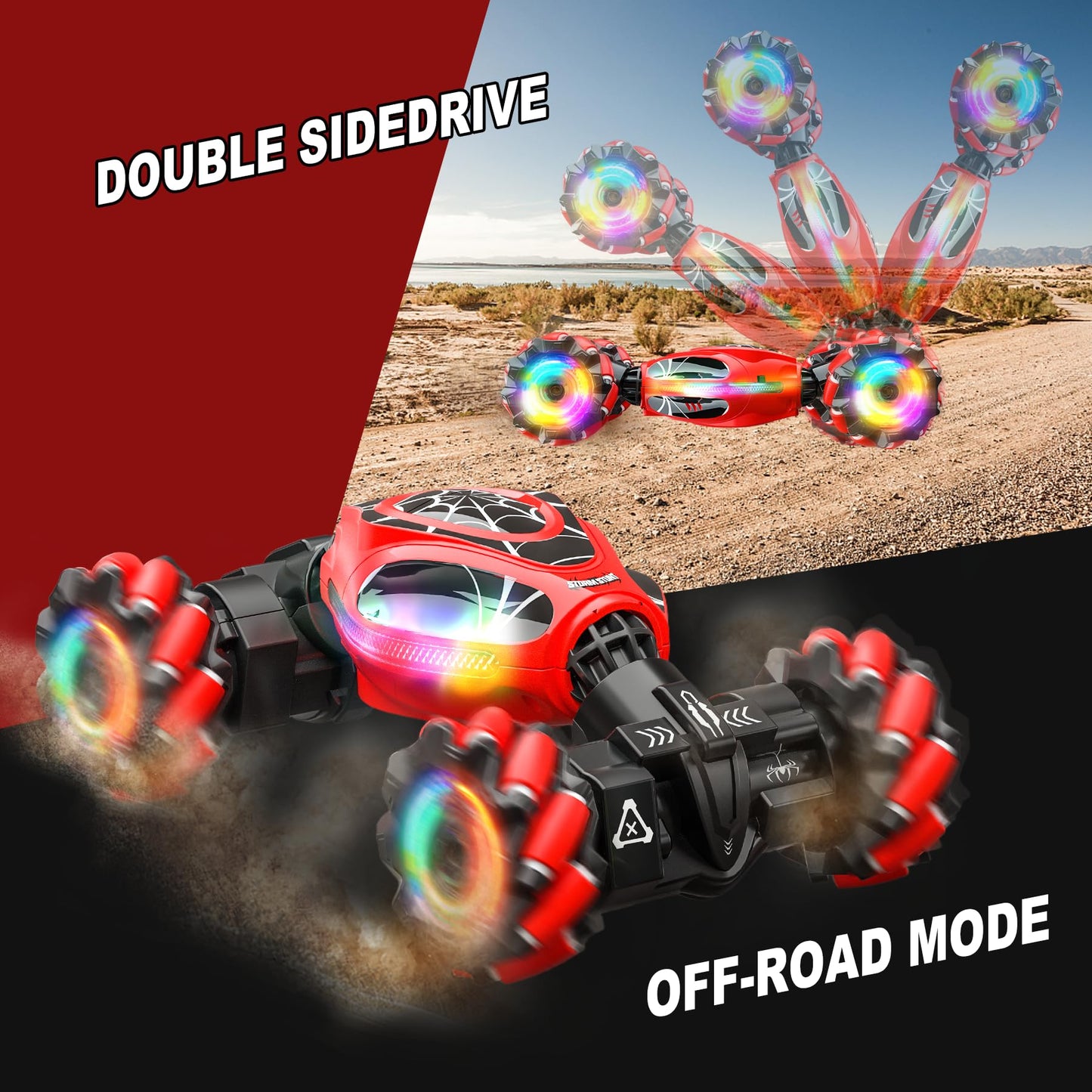 XUERENTECH Spider Remote Control Car Gesture Sensing Hand Controlled Stunt Car, 4WD Drift Twist Off-Road Vehicle with Light Music, Birthday Xmas Gifts Suitable for Boys and Girls