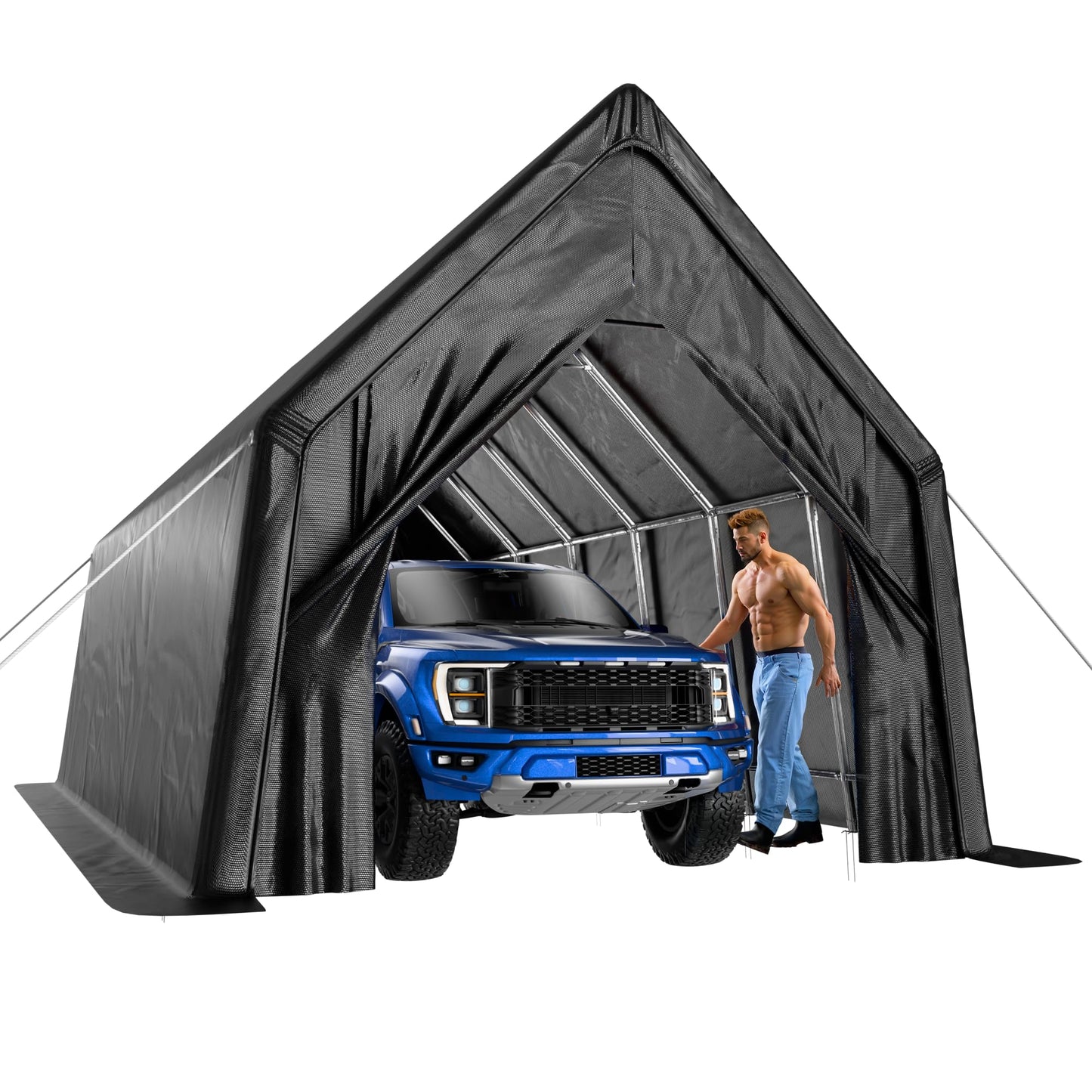 Portable Garage, 13 x 24 FT Heavy Duty RV Carport Canopy, Reinforced Steel A-Frame Truck Ports, Weatherproof All-Cover Outdoor Metal Garage Car Shelter, Superior Resistance to Tearing and Weathering