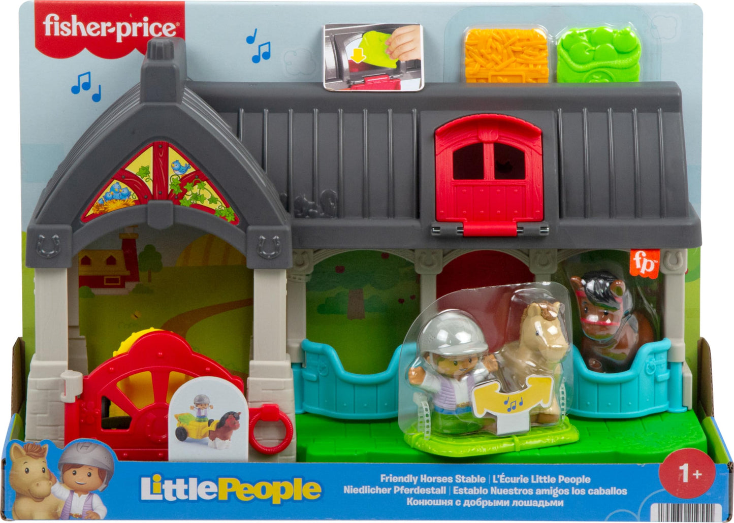 Fisher-Price Little People Toddler Toy Friendly Horses Stable Playset with Sounds, Figures & Accessories for Kids Ages 1+ Years