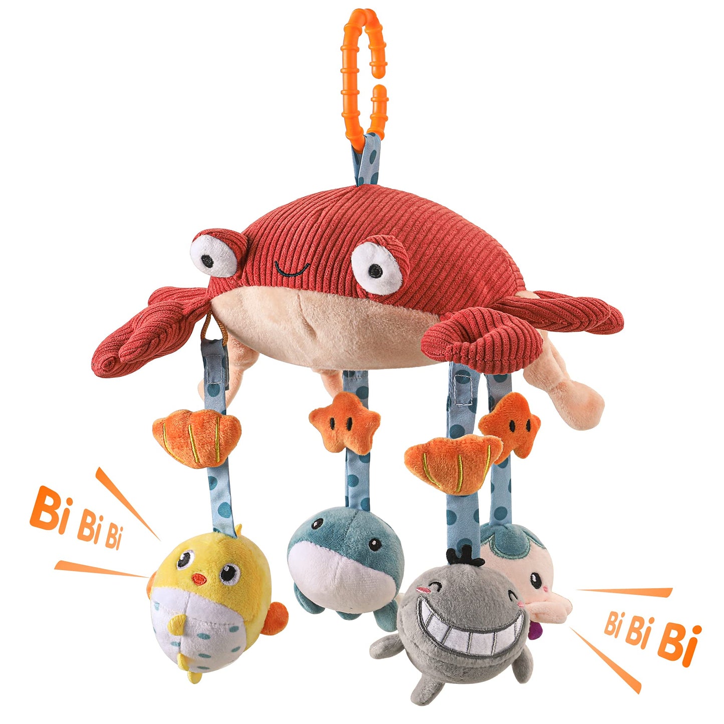 TUMAMA Baby Toys for 0 3 6 9 to 12 Months, Activity Plush Animal Stroller and Hanging Toy for Baby Car Seat Crib Travel, Sensory Learning Toy