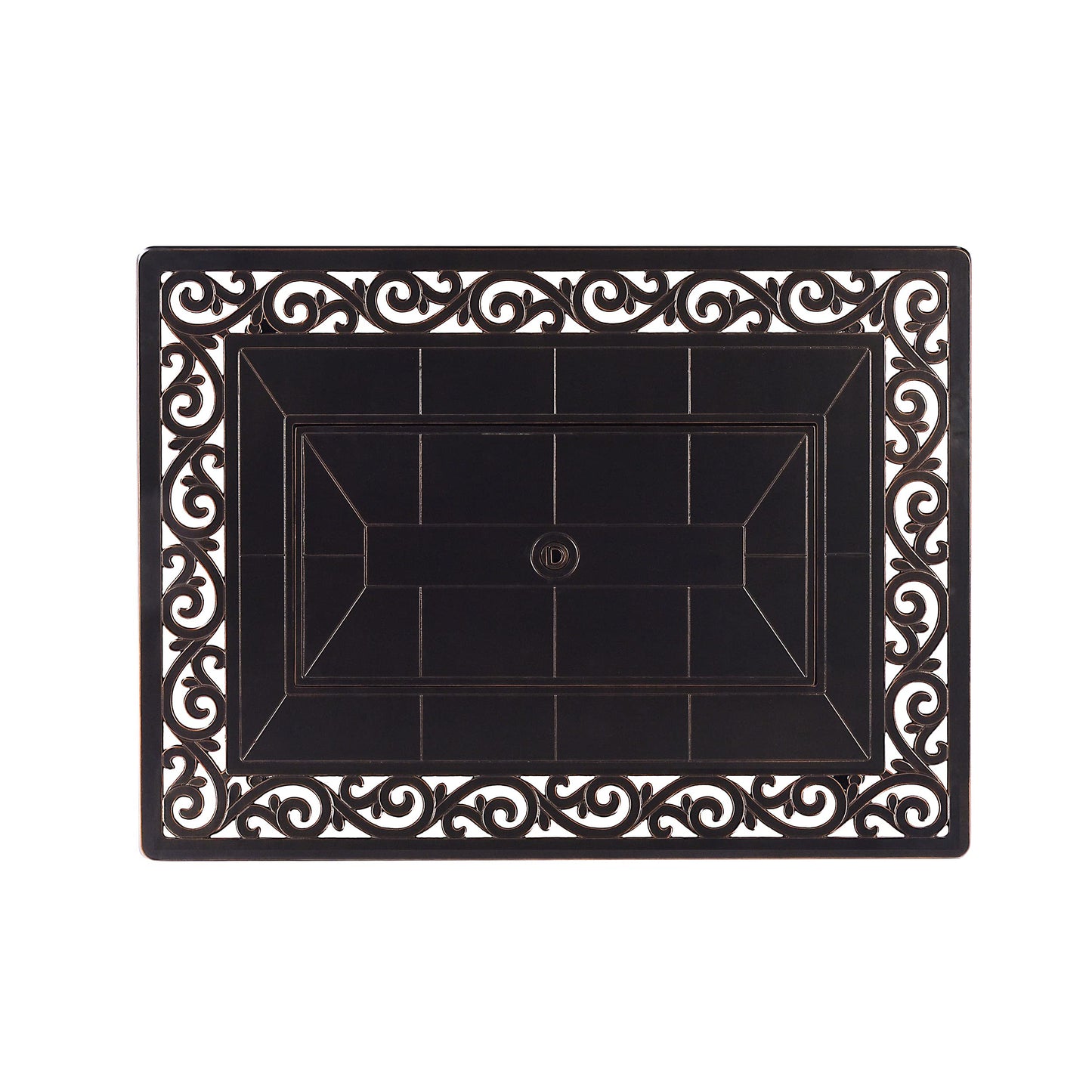 Oakland Living Rectangular 48 in. x 36 in. Aluminum Propane Black Fire Pit Table with Fire Beads, Lid, Propane Tank Cover and Table Fabric Covers, 57,0000 BTU in Copper Finish