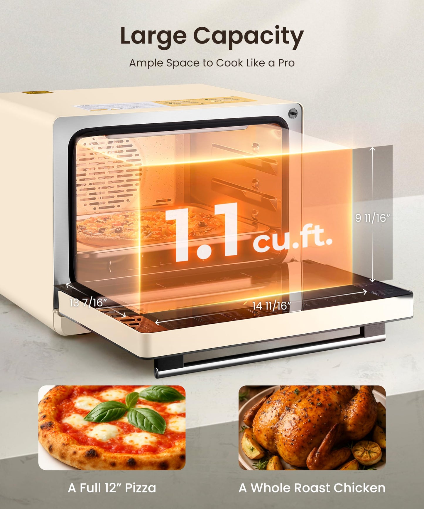 FOTILE HYZK32-E3-E ChefCubii 1.1 cu. ft. 4-in-1 Combi-Steam Oven with Steam-Bake, Air Fry, Convection, Dehydrator Functions, and 50 Preset Menus, Beige