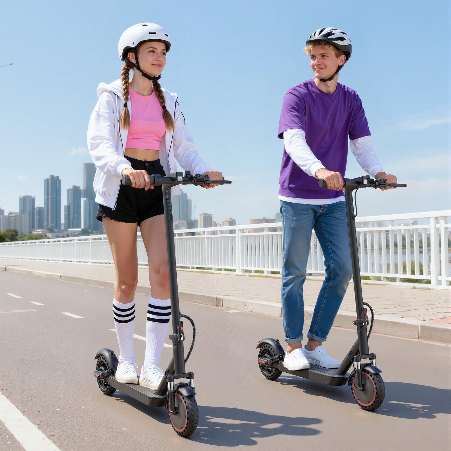Aovowheel Electric Scooter Adults, Foldable 8.5" Solid Tires E Scooter with Dual Suspension, 19 Mph, 350W Motor, Kick Scooters Max 16 Miles Long Range for Commuting, Electric Scooter for Adults