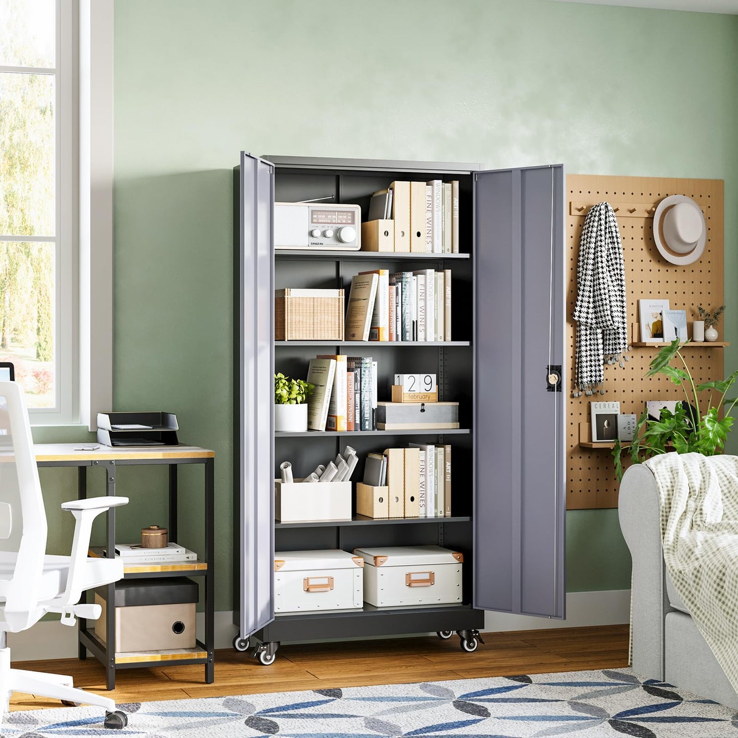 Letaya Metal Garage Storage Cabinets with Lock Door and Adjustable Shelves, Steel Tool Cabinets for Home,Office,Warehouse Organisieren (Black Grey, 75" H)