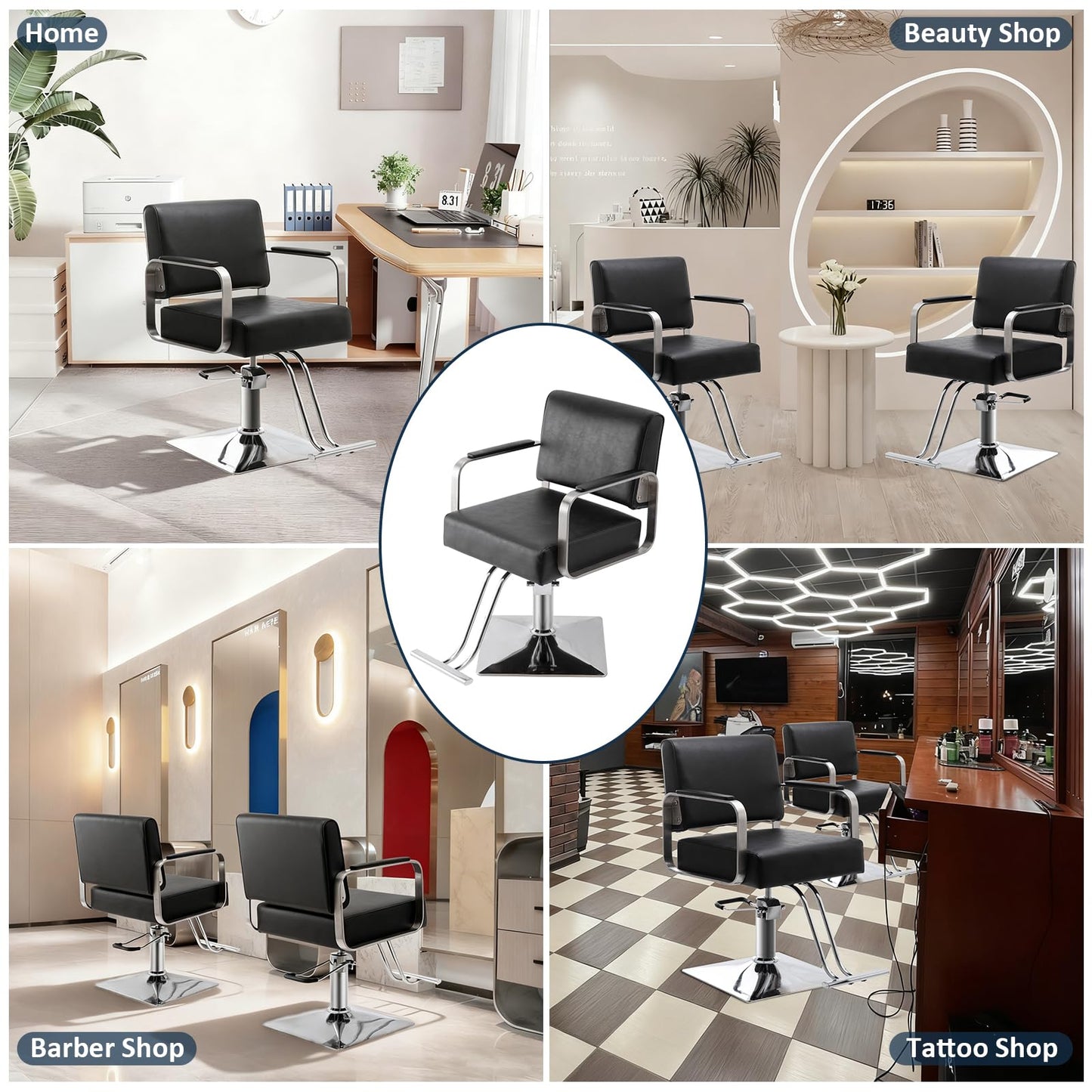 Hairdresser Barber Salon Chair,Capacity 330 Lbs - with Heavy Duty Hydraulic Pump, 360° Swivel Adjustable Spa Beauty Equipment, Hair Stylist Women Man for Barbershop,Home Hairdresser (Black)