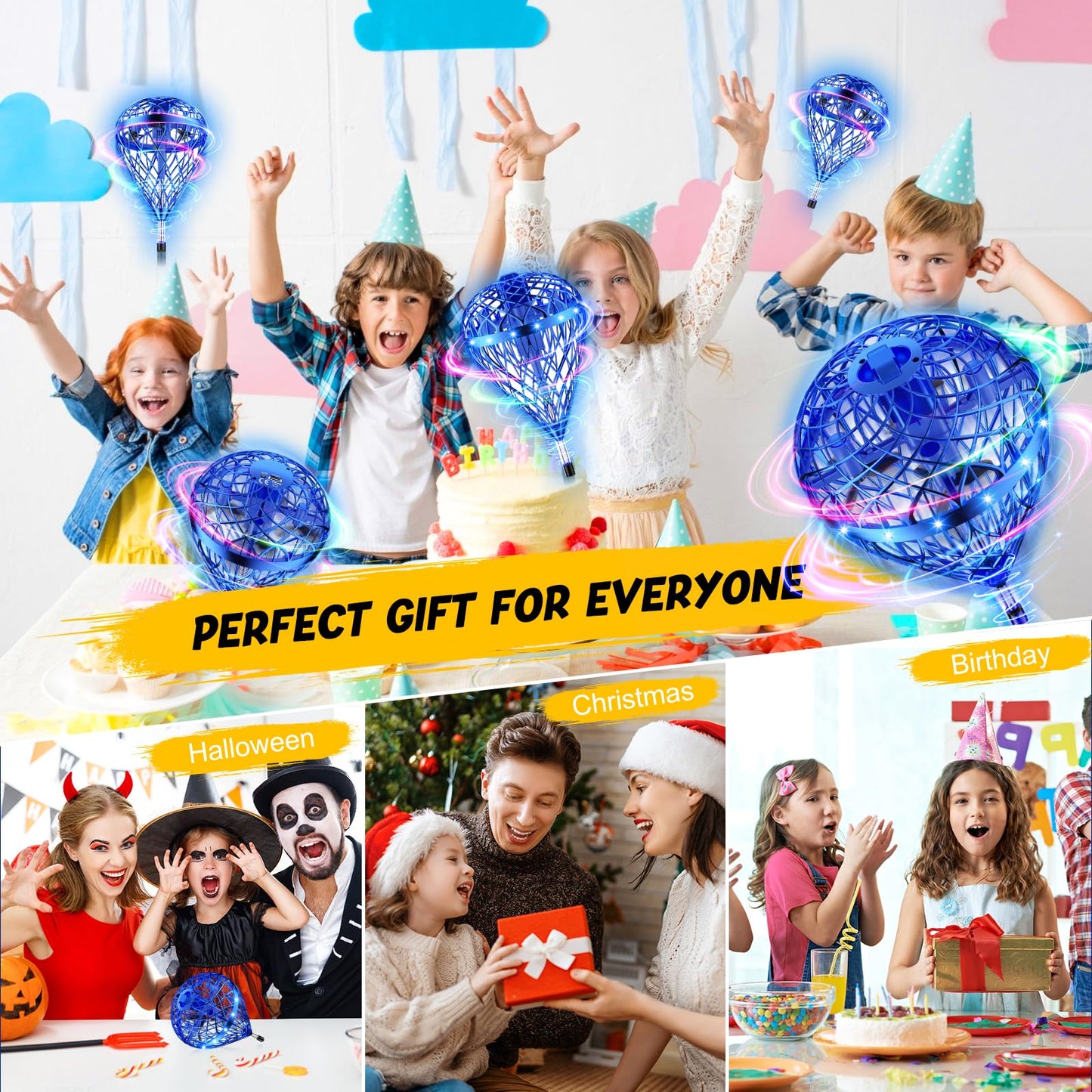 DUSFAN 2025 AI Flying Orb Ball Toy, Galactic Fidget Spinner, Mini Drones Toys for 6 7 8 9 10 11 12+ Year Old Boys Girls Children Indoor Outdoor Toys