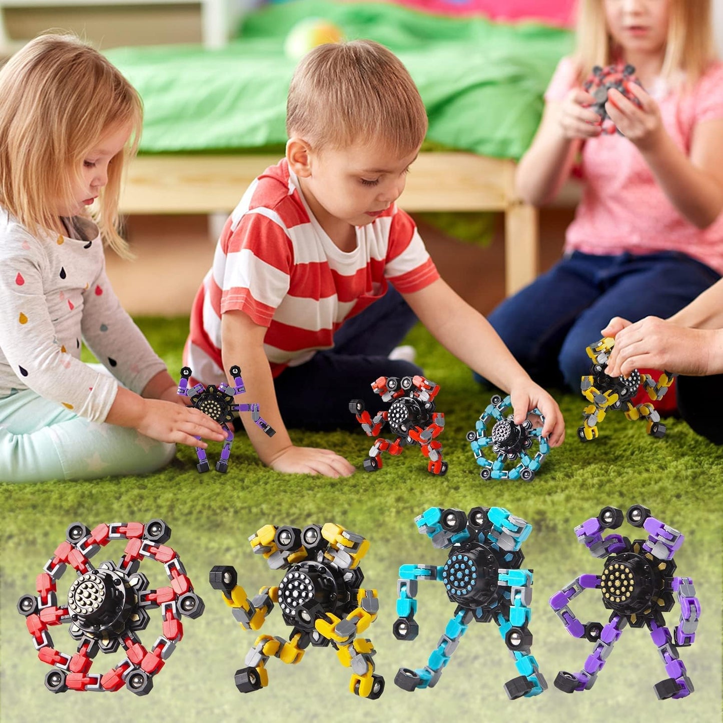 Gokeey Party Favors for Kids All Age Travel Sensory Toys for 8 9 10 Year Old Boys Transformable Fidget Spinners Toys for Kids and Adults Birthday Gifts for Teens