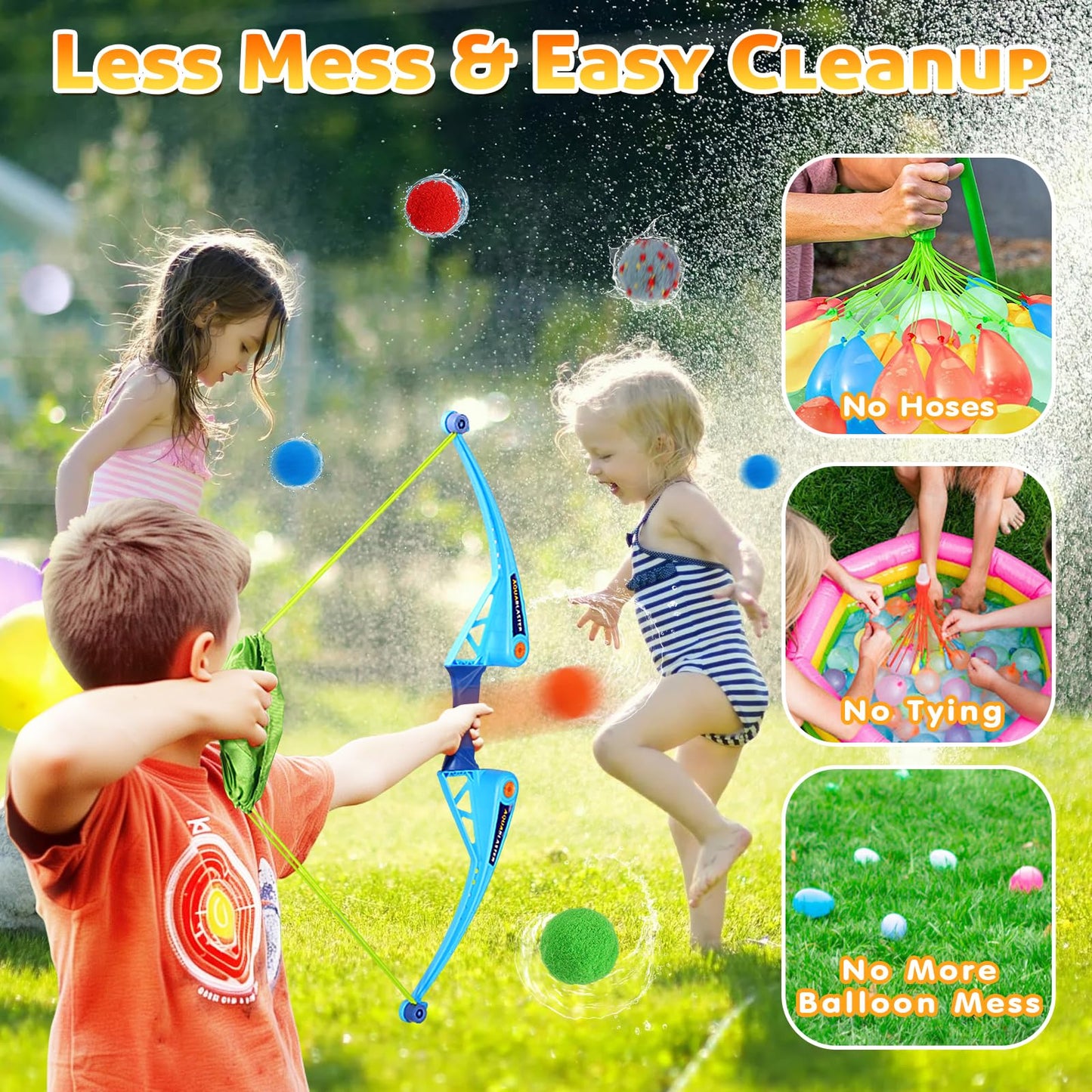 AOSPHYS 20Pcs Reusable Water Balloons + 4 Flower Water Balloons with 2 Bows and Arrows Sets + 2 Slingshots Launcher, Pool Beach Water Fight Equipment for Boys and Girls, Summer Toys for Kids Ages 3-12