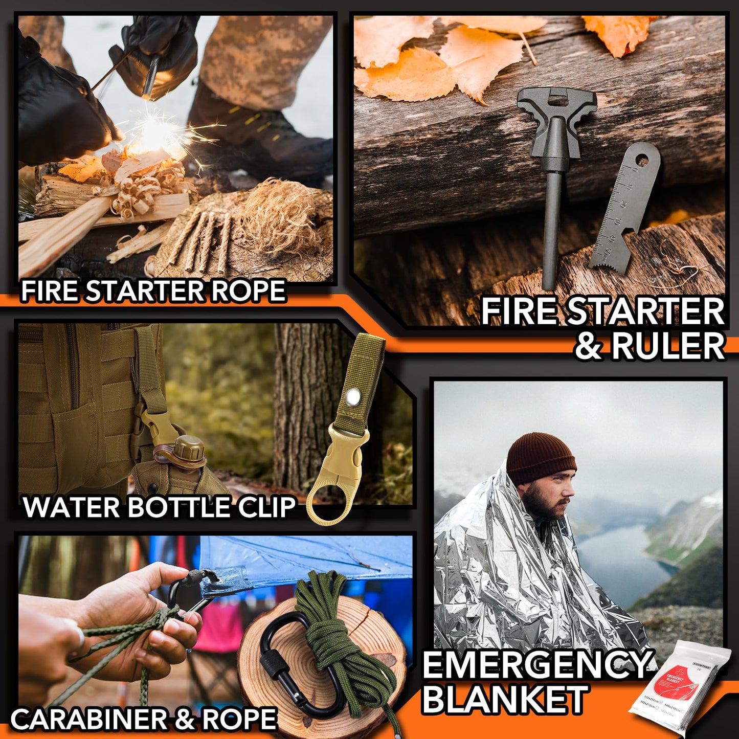Dusor 21 in 1 Survival Kit Gifts for Men, Hunting Fishing Gifts for Dad Boyfriend, Survival Gear and Supplies, Fishing Gear and Equipment, Husband Camping Essentials, Gifts for Men Who Have Everything