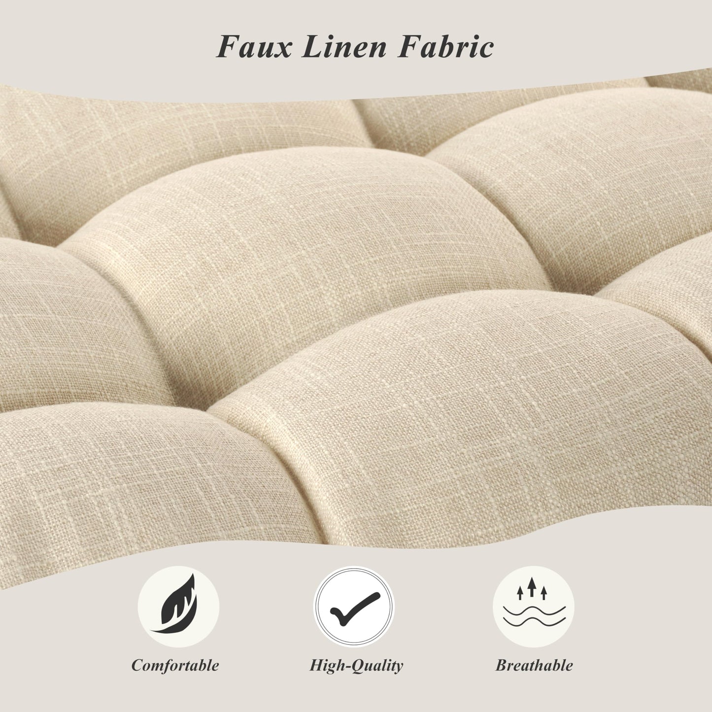 FlyGulls Bench Cushion for Indoor Furniture 48x19 inch Rectangle Bench Seat Cushion for Bay Window Entryway Bench Thick Textured Chair Cushion with Non-Slip Backing 1 Pack, Beige