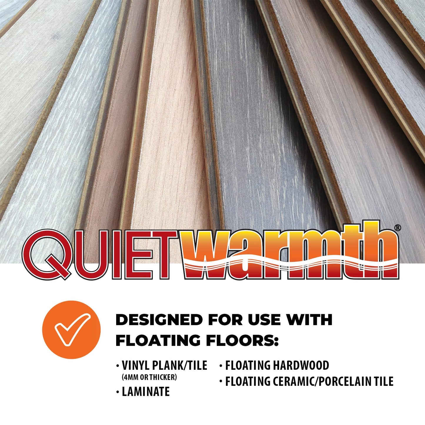 QuietWarmth Float QWARM3x5F240 Radiant Floor Heating Mat for Below Laminate, Wood, Luxury Vinyl Floating Flooring- Cuttable Mat Size 3'x5' 240 Volt (Covers 15sf)