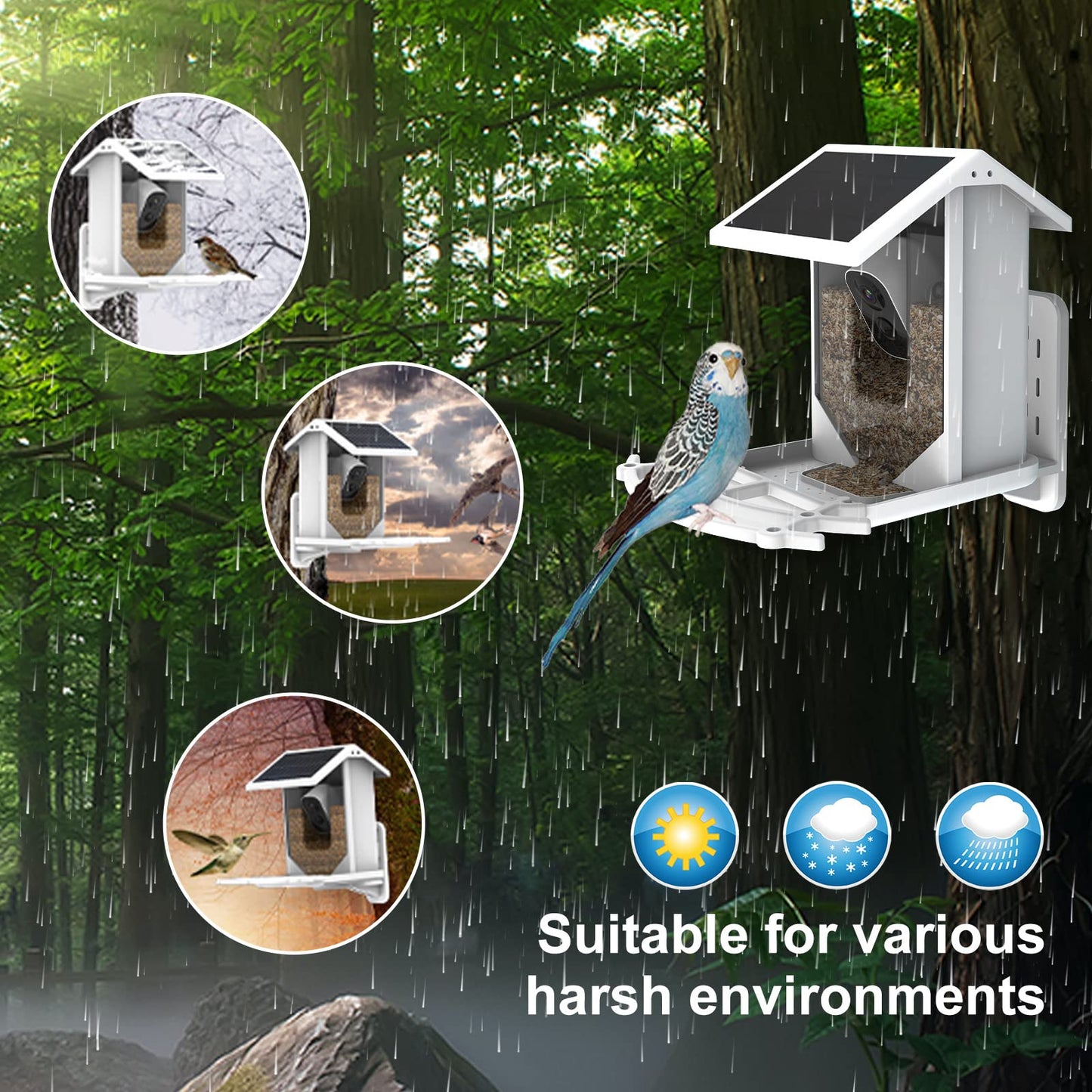 Smart Bird Feeder, AI Bird Watching Camera, AI Identify Bird Species, High-definition 1080P and Support 8-128G TF Card & Cloud Storage, for Outside, Yard, House, Tree, Bird Lover