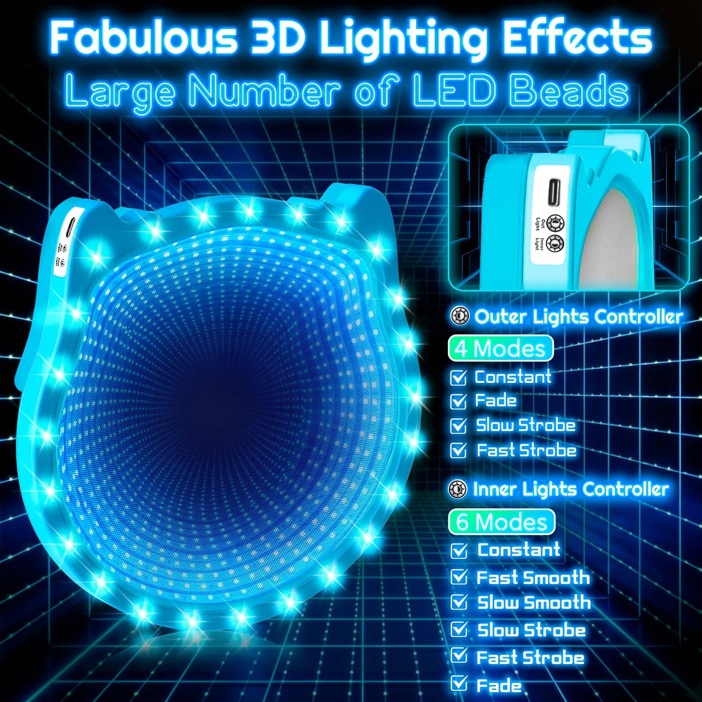 Elecdemic 3D LED Light Up Toss Catch Ball Game Set Sensory Toys Glow in the Dark Throw Paddle Outdoor Yard Lawn Party Cool Baseball Gifts Age 3 4 5 6 7 8 9 10 11 12 Years Old Boy Girl Kid Adult Family
